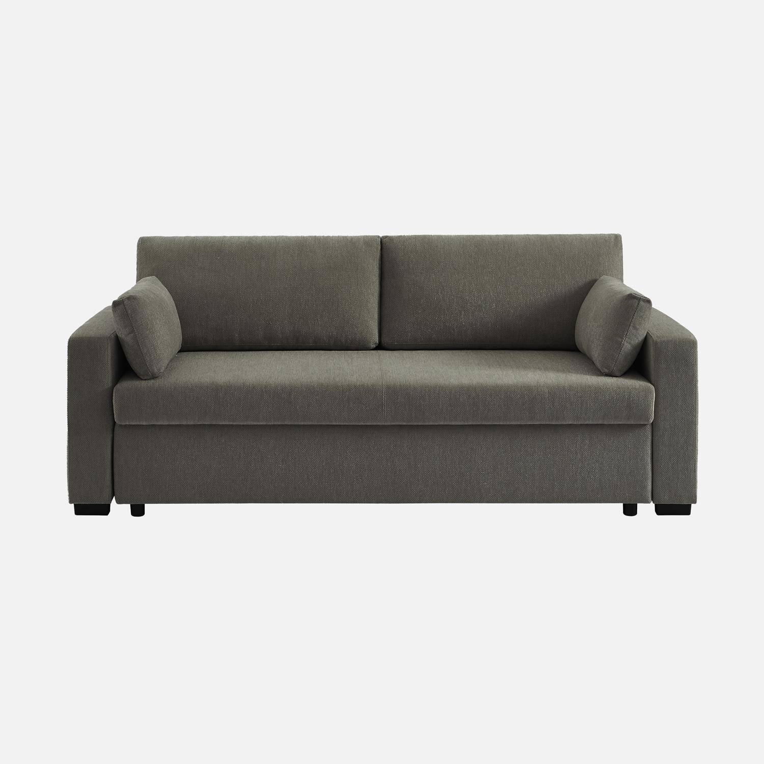 Divano letto 3 posti tessuto ciniglia, Easy, Grigio scuro, 211x90x86 cm Photo2