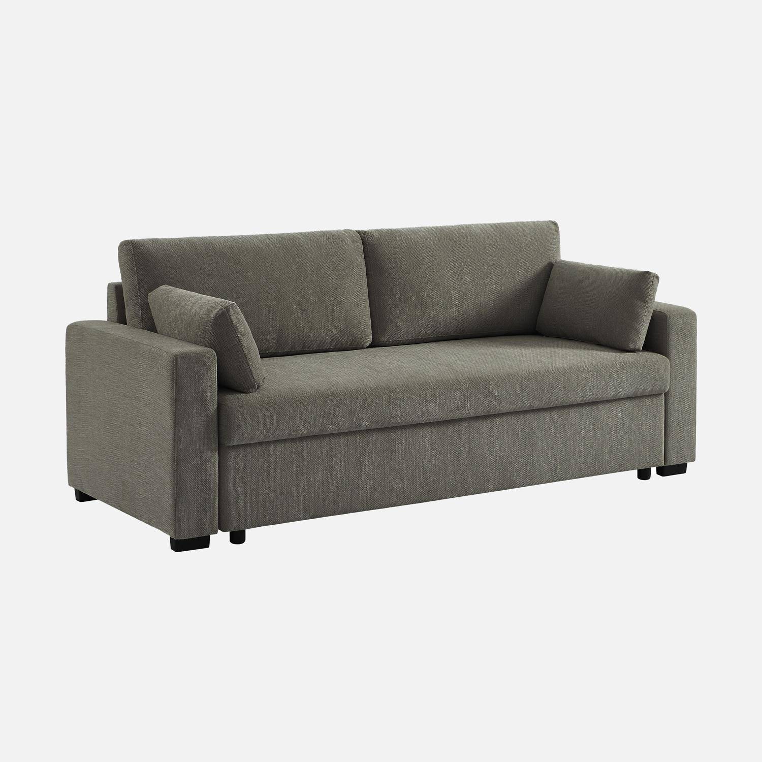 Divano letto 3 posti tessuto ciniglia, Easy, Grigio scuro, 211x90x86 cm Photo1