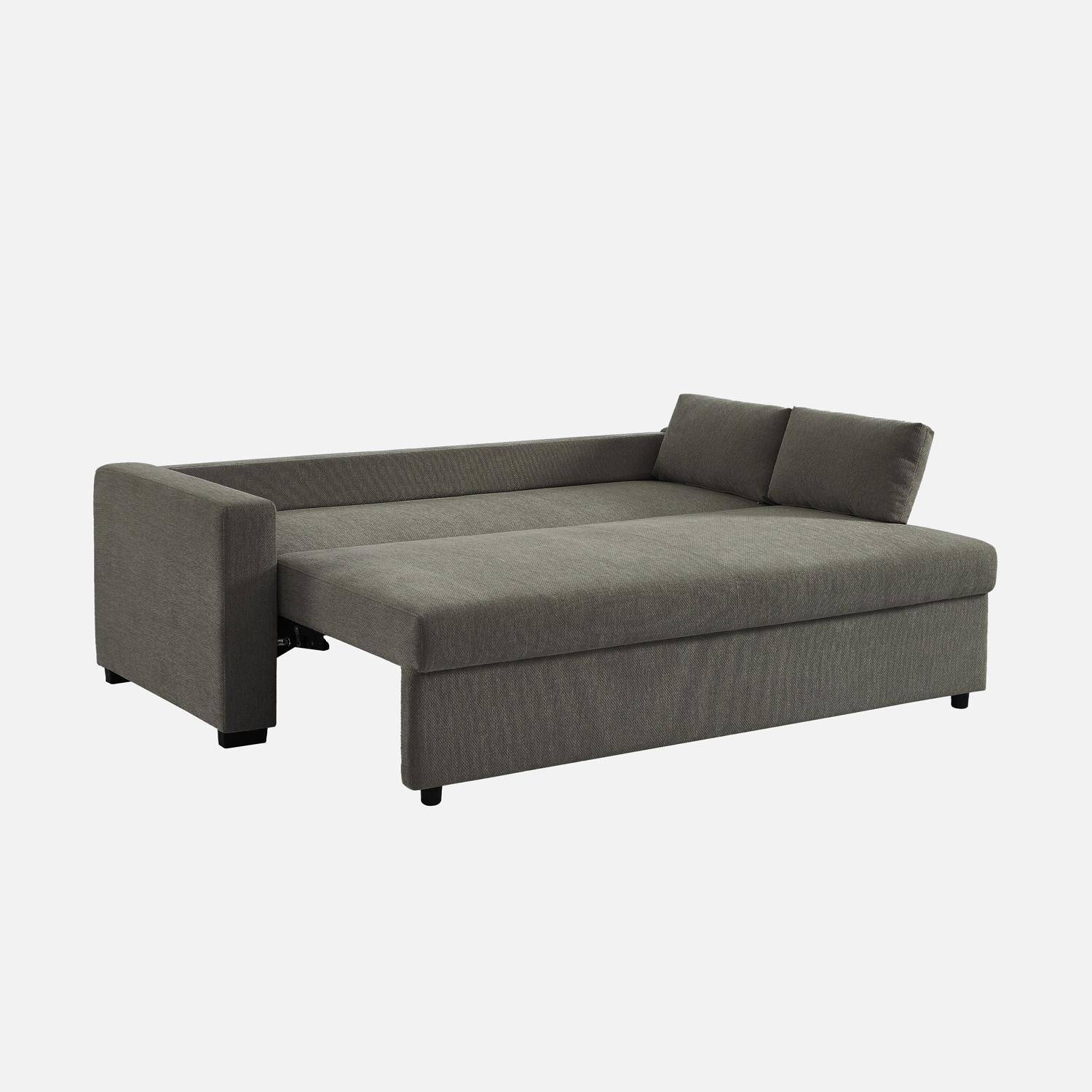 Divano letto 3 posti tessuto ciniglia, Easy, Grigio scuro, 211x90x86 cm Photo5