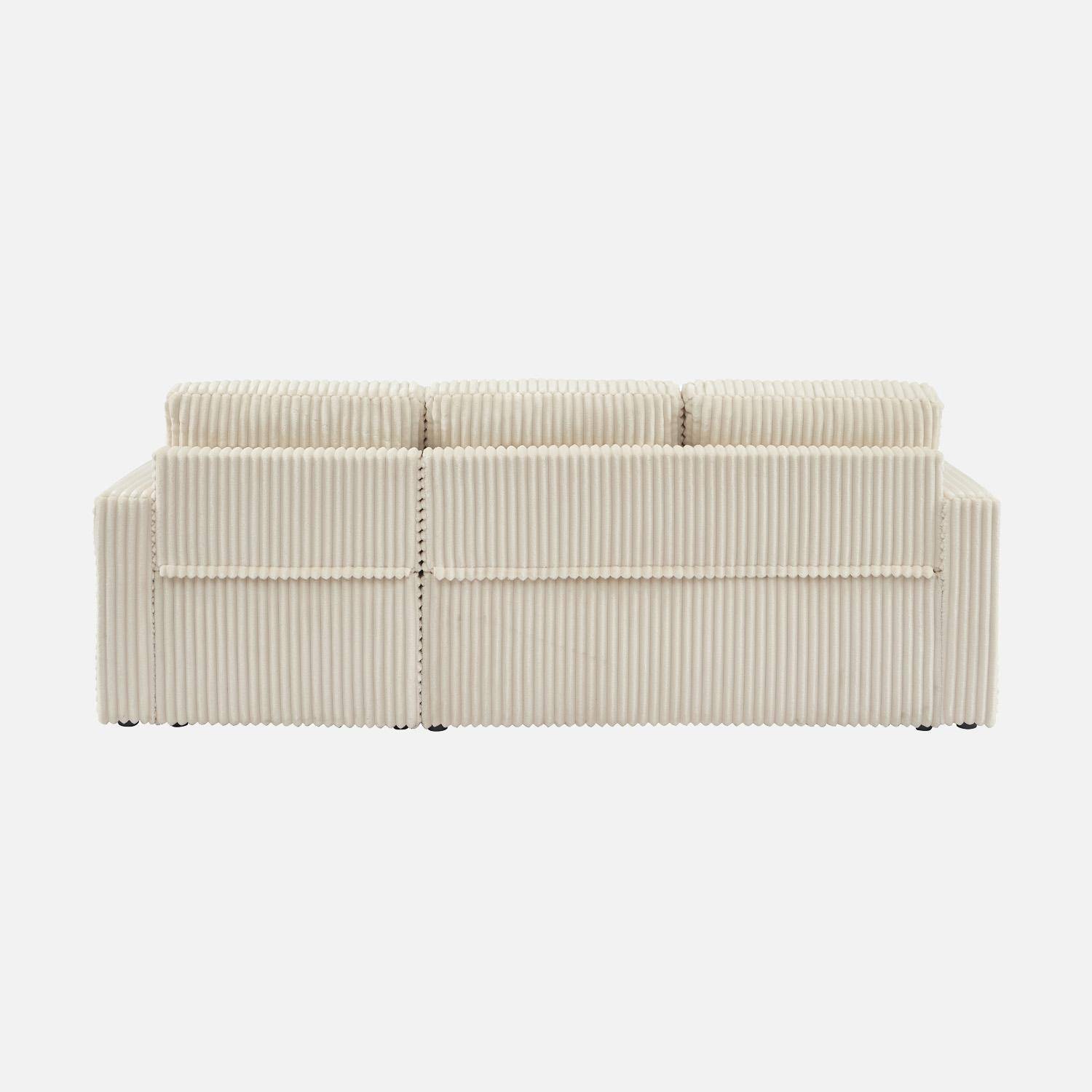 Canapé d'angle réversible convertible en tissu effet fourrure blanc crème avec coffre de rangement - Ida Photo5