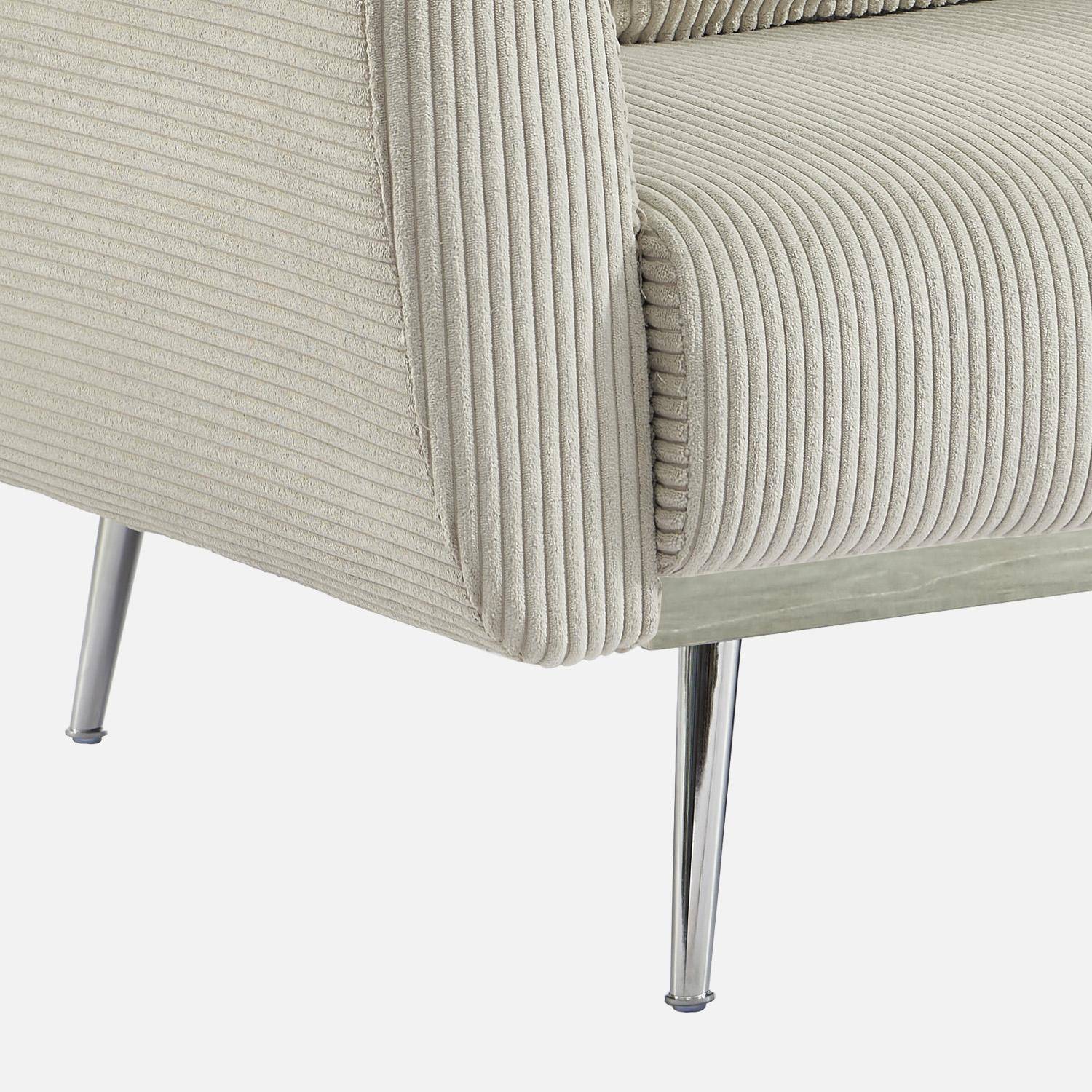 Sofá cama convertible 2-3 plazas en terciopelo de pana fina, Oskar, Gris claro, 206.5x84x85 cm,sweeek,Photo5