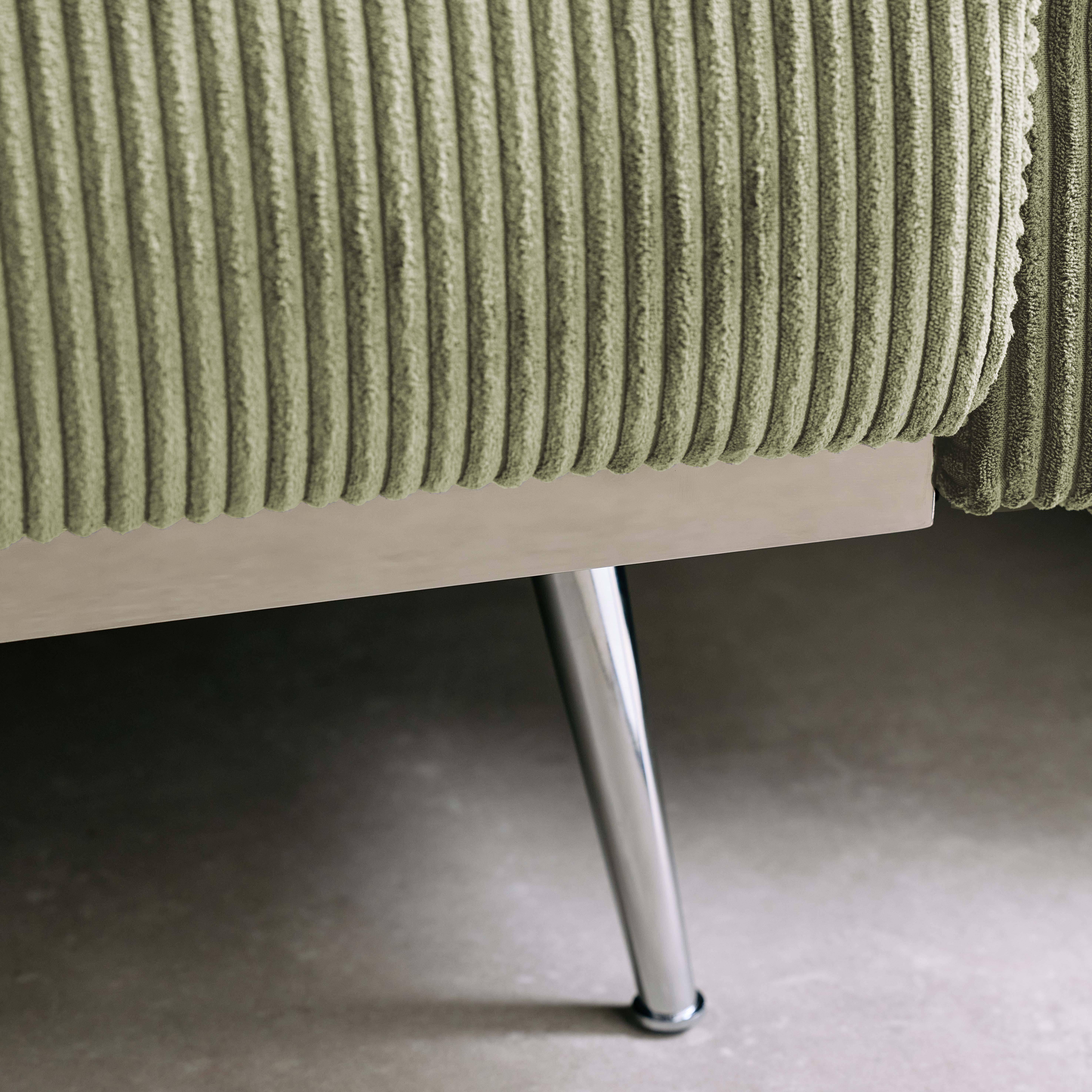 Sofá cama convertible de pana fina de 2-3 plazas, Oskar pana, Verde kaki, 206.5x84x85 cm,sweeek,Photo4