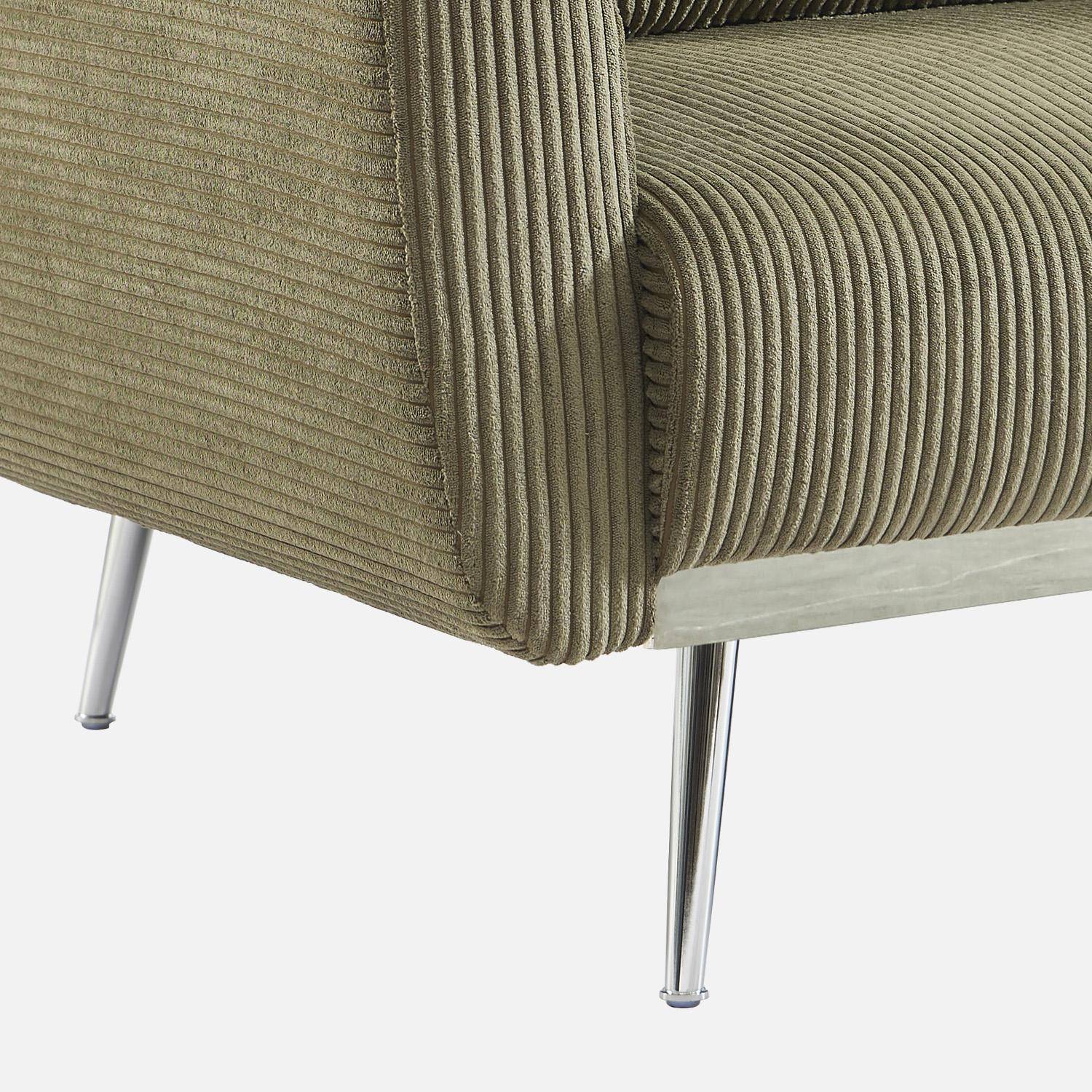 Sofá cama convertible 2-3 plazas en terciopelo de pana fina, Oskar, Verde kaki, 206.5x84x85 cm,sweeek,Photo5