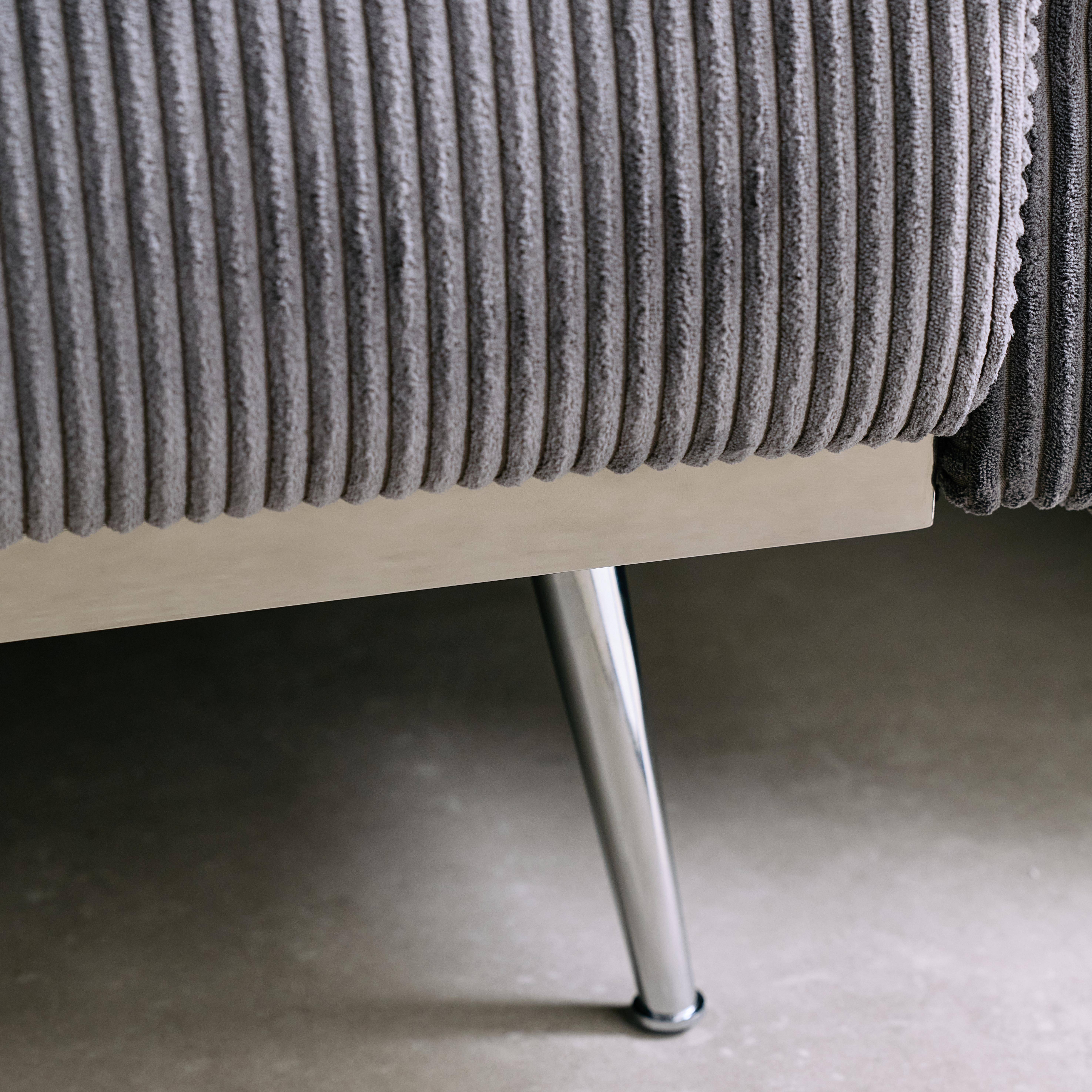 Sofá cama convertible de pana fina de 2-3 plazas, Oskar pana, Gris oscuro, 206.5x84x85 cm Photo4