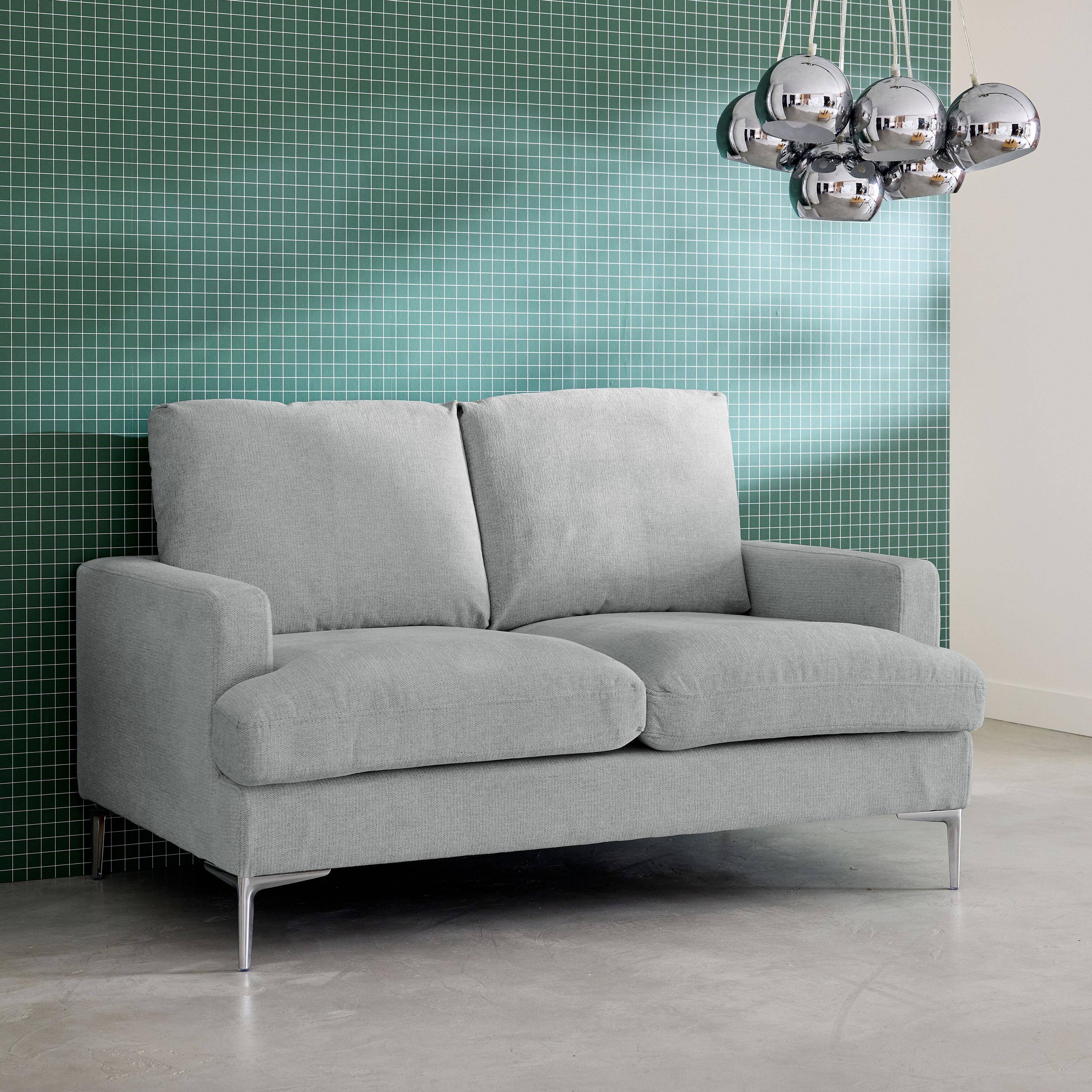 2-Sitzer-Sofa mit hellgrauem Stoffbezug B 143 x T 90 x H 89 cm - Hans Photo2