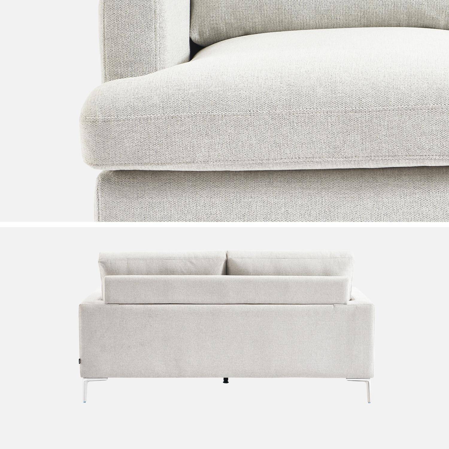 Sofá de 3 plazas de tela lisa, Hans, Blanco roto, 173x90x89 cm,sweeek,Photo3