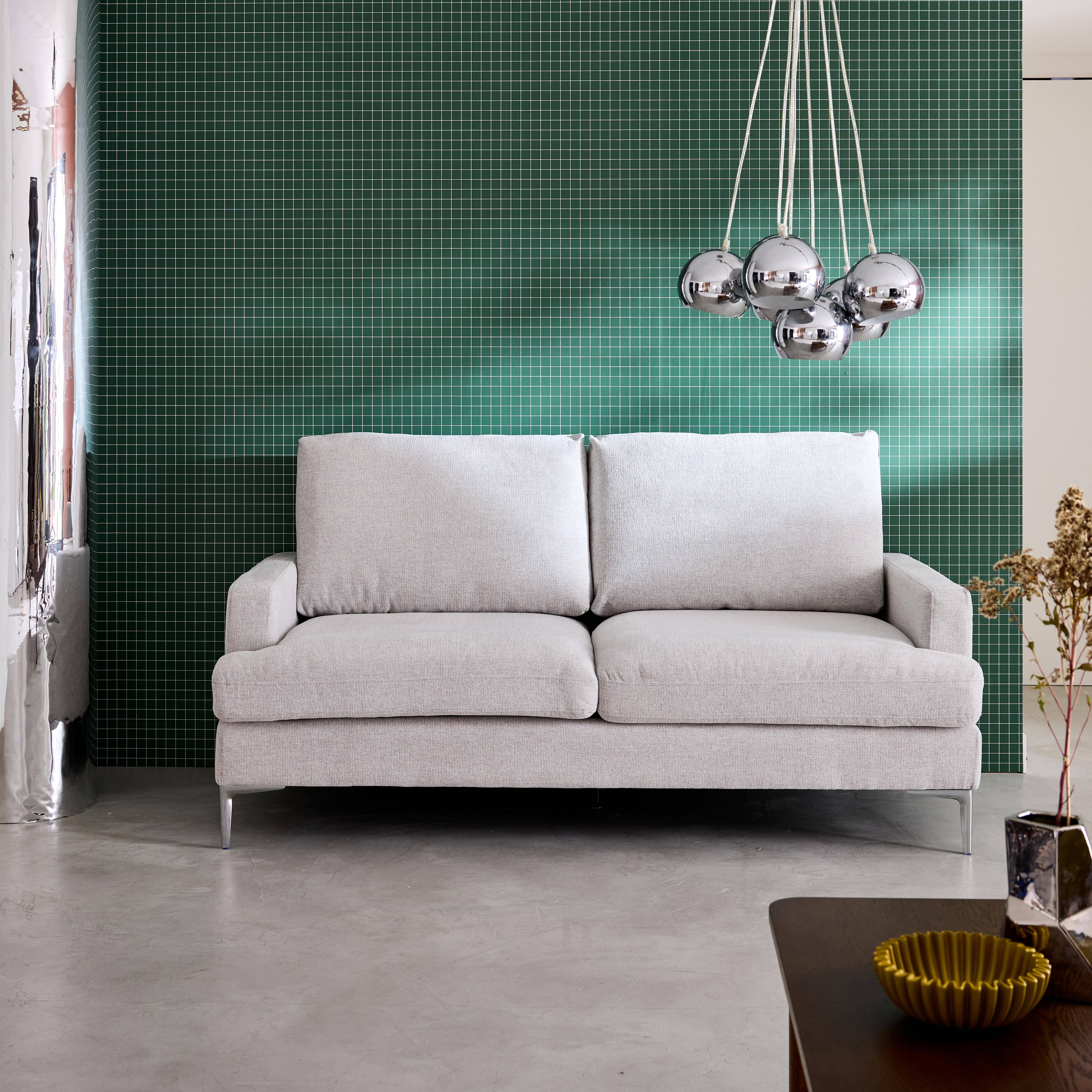 Canapé 3 places en tissu blanc cassé L 173 x P 90 x H 89cm - Hans,sweeek,Photo1