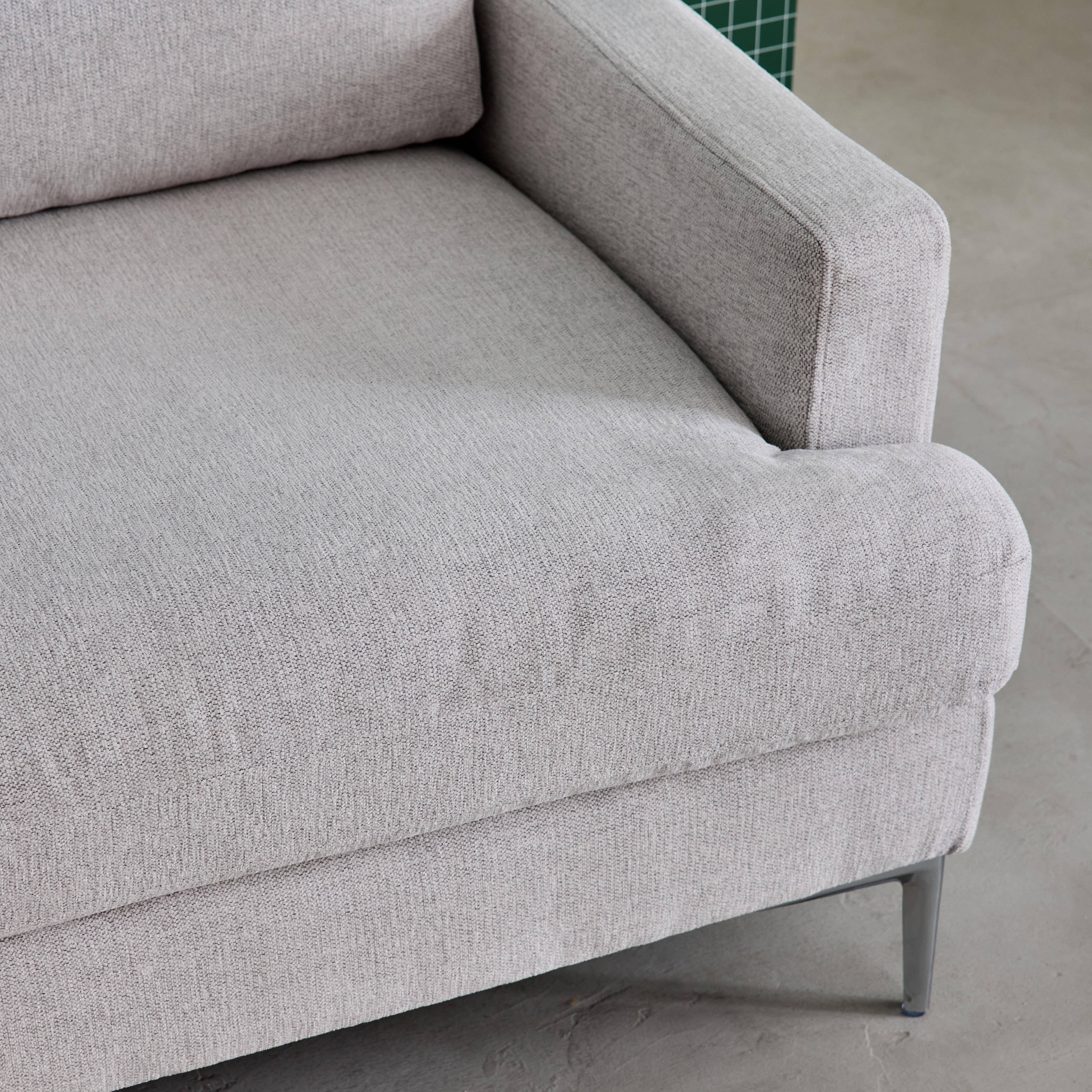 Canapé 3 places en tissu blanc cassé L 173 x P 90 x H 89cm - Hans Photo3