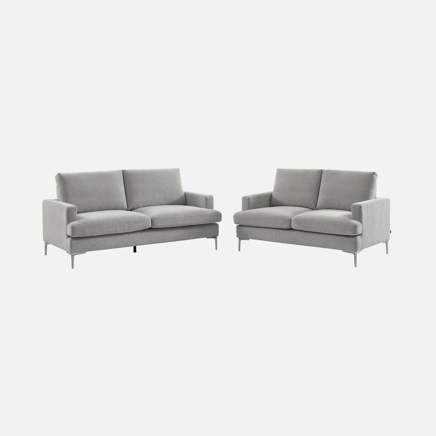 Sofá de 3 plazas de tela lisa, Hans, Gris claro, 173x90x89 cm,sweeek,Photo4