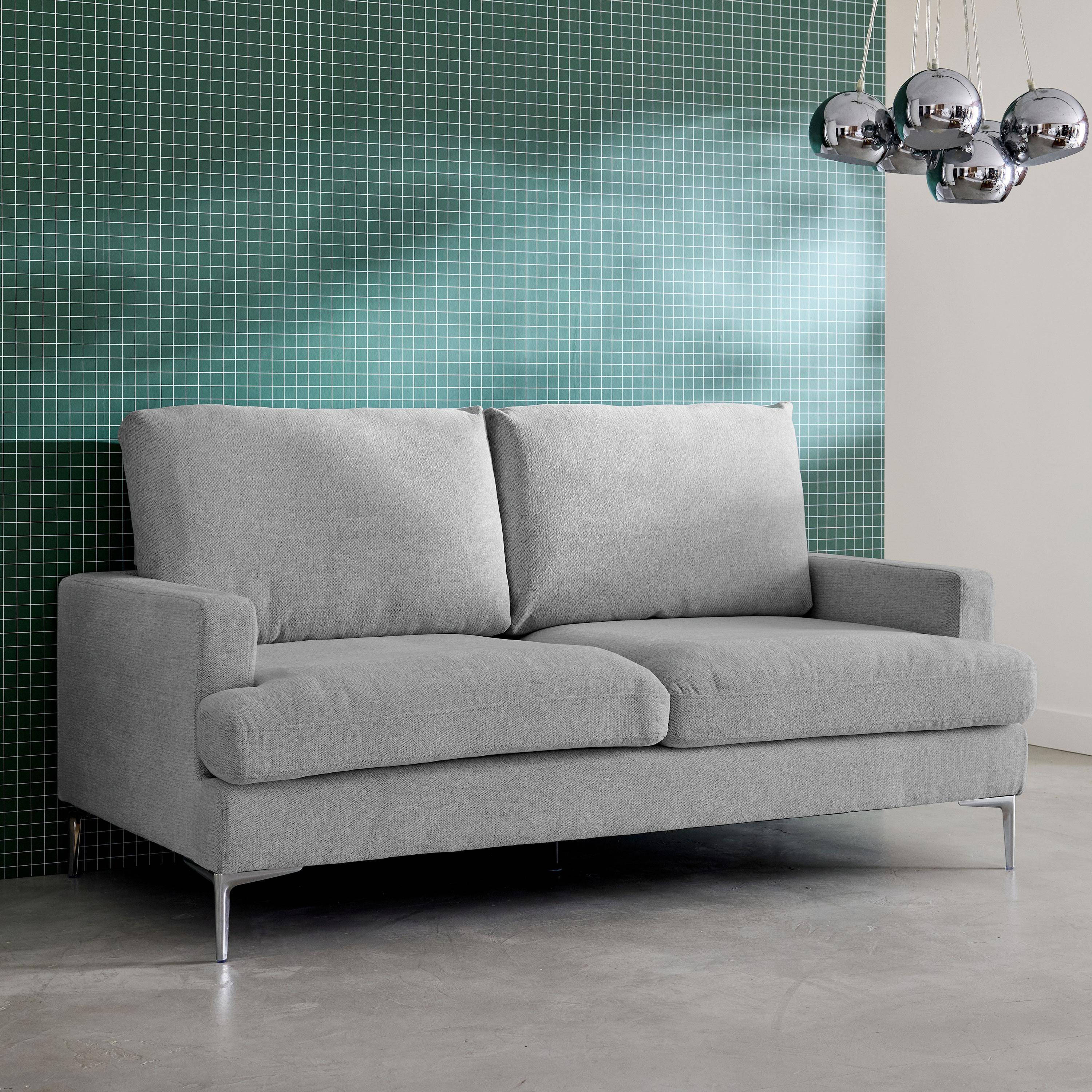 Trzyosobowa sofa z tkaniny w kolorze jasnoszarym, dł. 173 x gł. 90 x wys. 89 cm – Hans Photo2