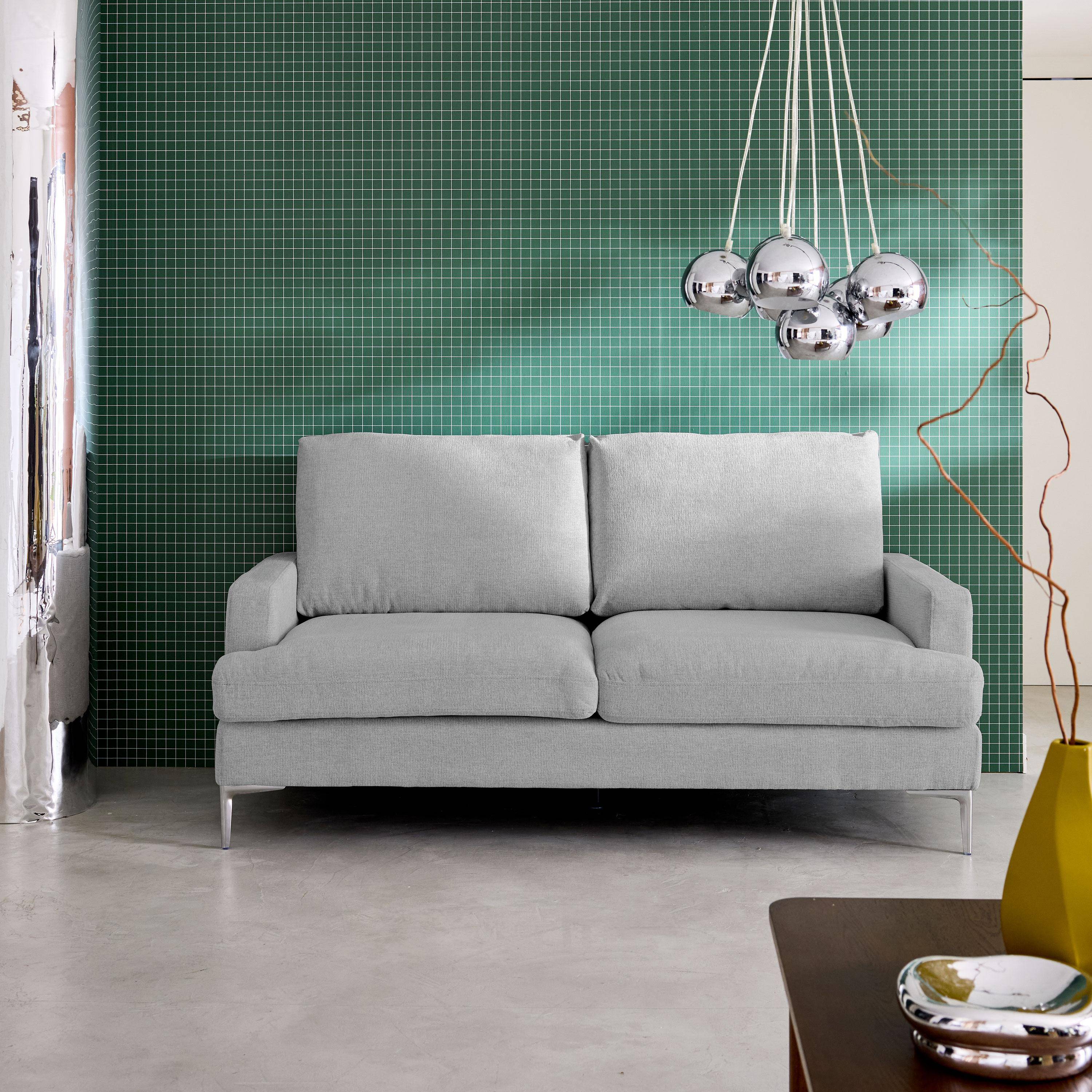 Trzyosobowa sofa z tkaniny w kolorze jasnoszarym, dł. 173 x gł. 90 x wys. 89 cm – Hans Photo1