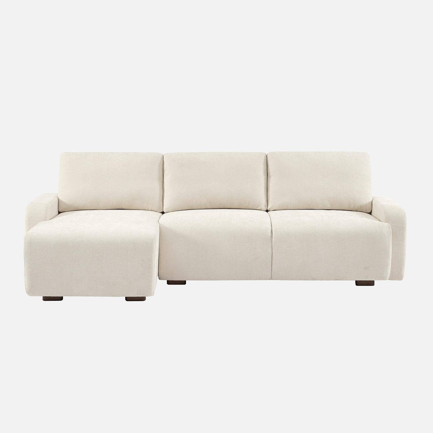 Canapé d'angle gauche 3 places tissu blanc cassé L 260 x P 88 / 139cm / x H 87cm - Dany,sweeek,Photo2