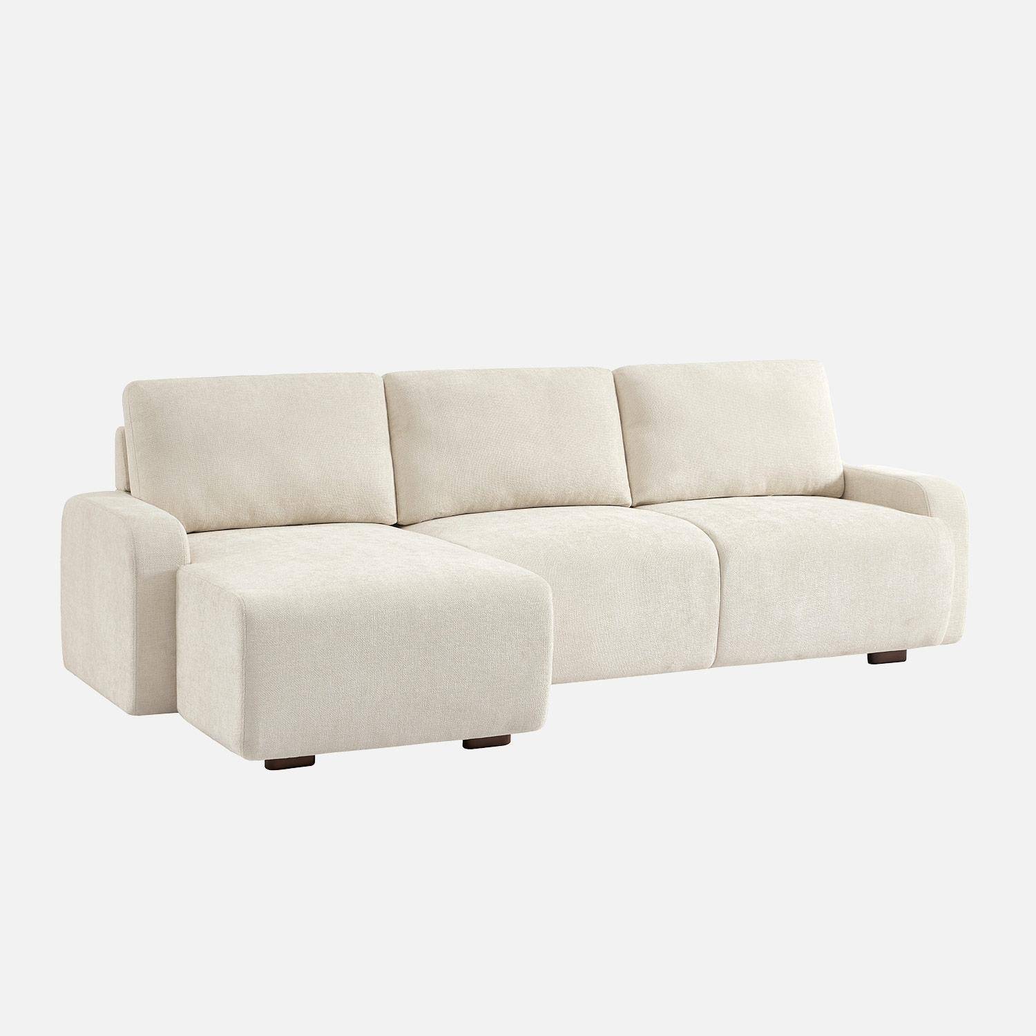 Canapé d'angle gauche 3 places tissu blanc cassé L 260 x P 88 / 139cm / x H 87cm - Dany Photo1