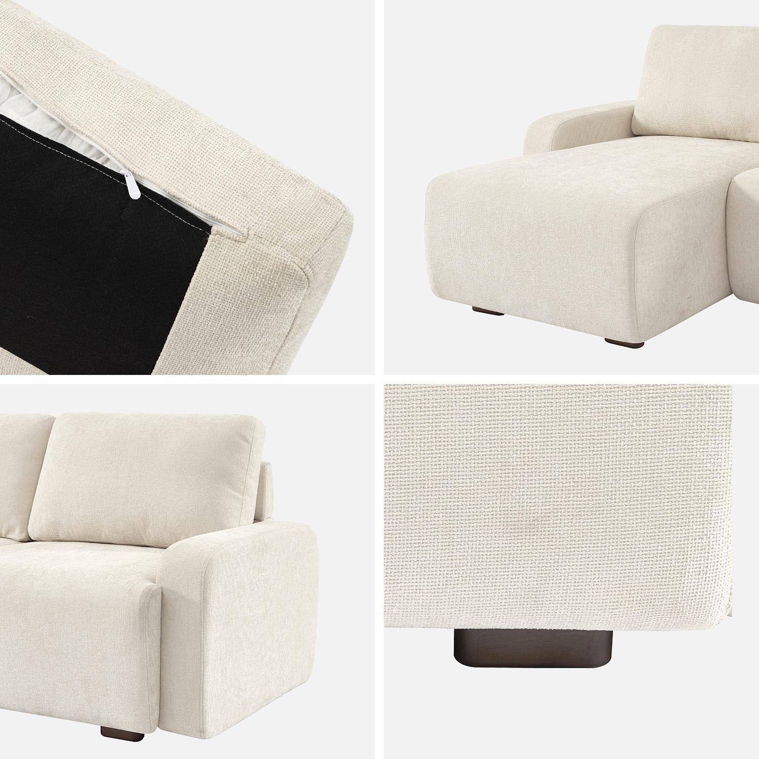Canapé d'angle gauche 3 places tissu blanc cassé L 260 x P 88 / 139cm / x H 87cm - Dany,sweeek,Photo4