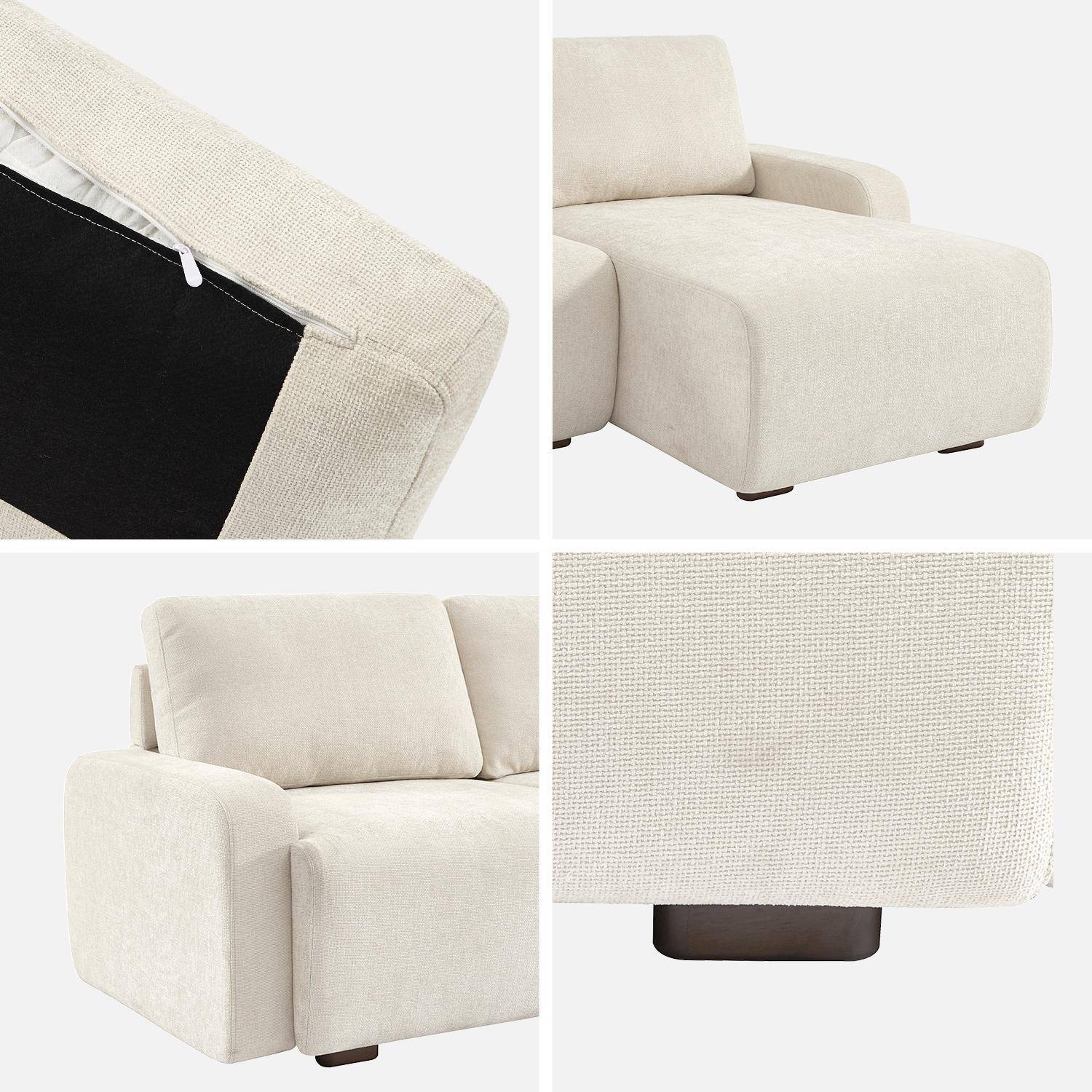 Canapé d'angle gauche 3 places tissu blanc cassé L 260 x P 88 / 139cm / x H 87cm - Dany Photo4