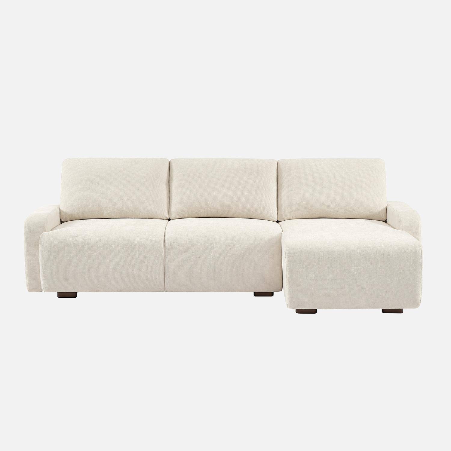 Canapé d'angle gauche 3 places tissu blanc cassé L 260 x P 88 / 139cm / x H 87cm - Dany Photo2