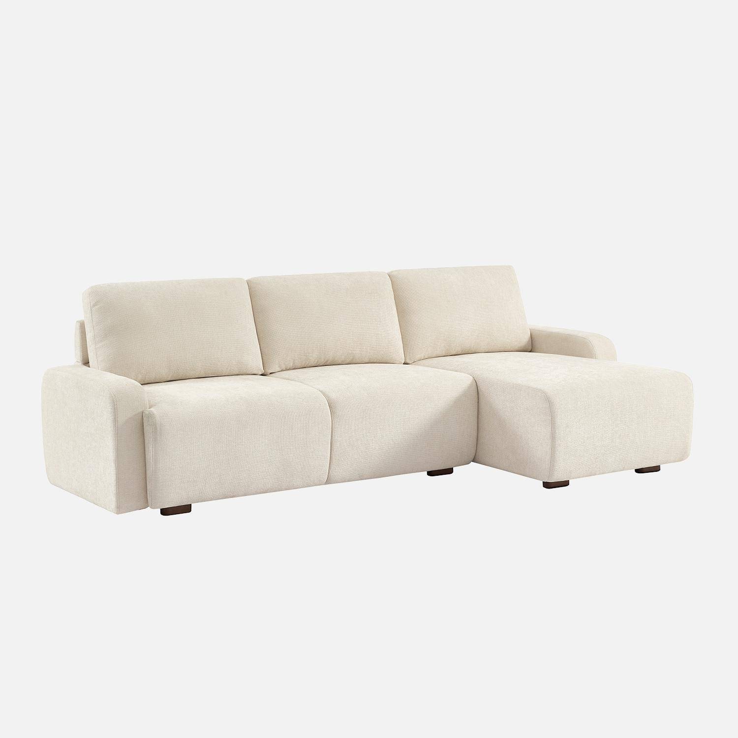 Canapé d'angle gauche 3 places tissu blanc cassé L 260 x P 88 / 139cm / x H 87cm - Dany Photo1