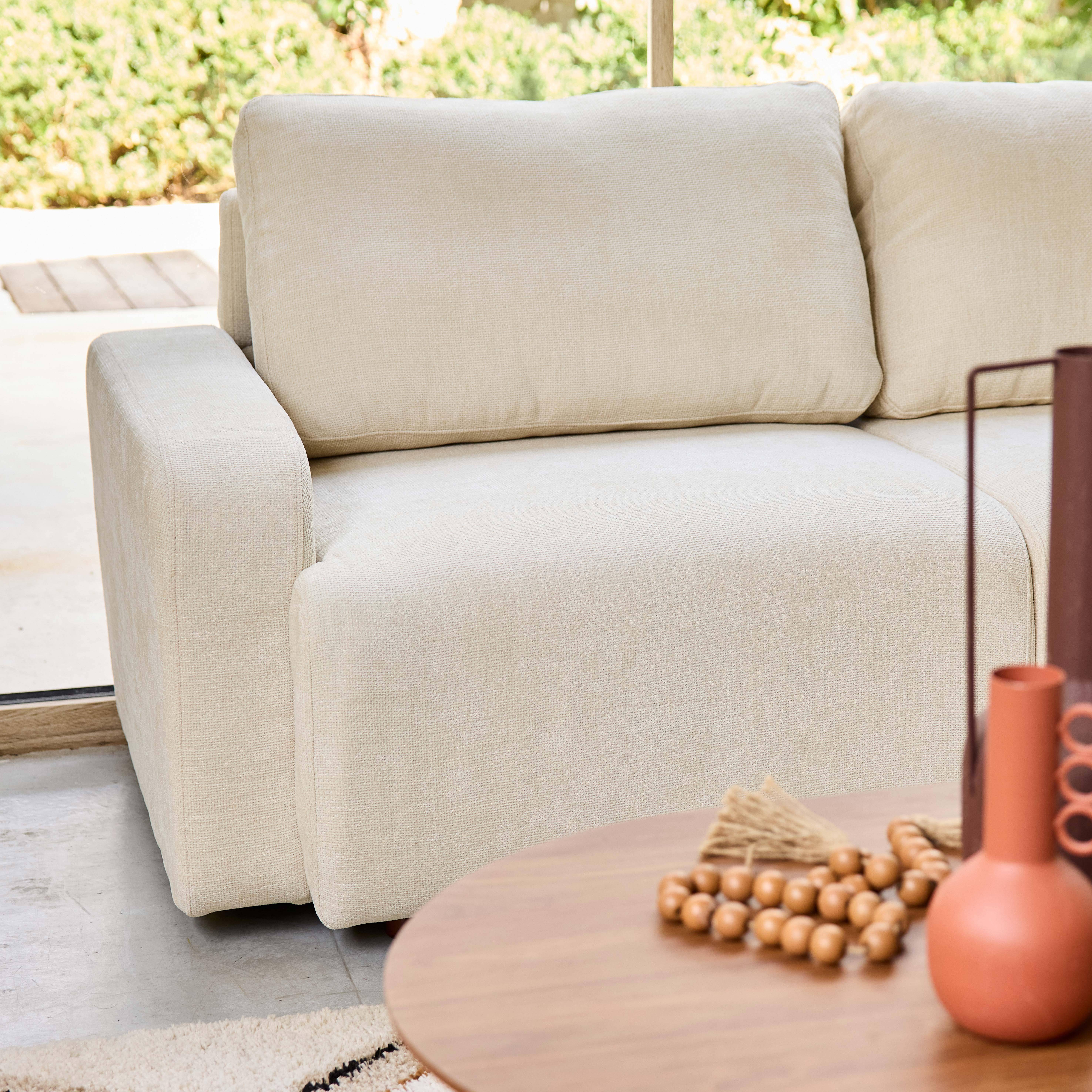3-Sitzer Ecksofa Recamiere rechts mit Stoffbezug in antikweiß B 260 x T 88 / 139 x H 87 cm - Dany Photo3