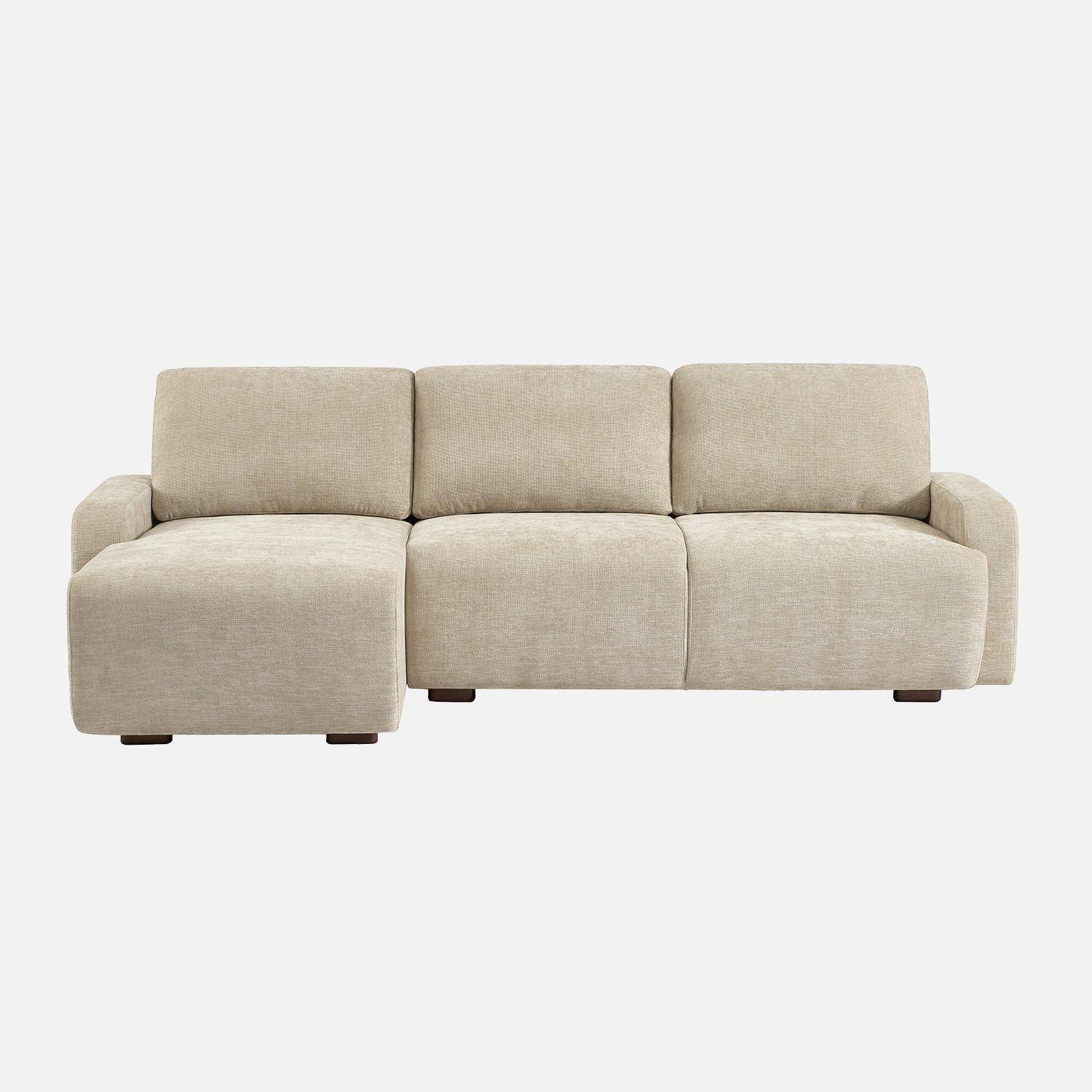 Canapé d'angle gauche 3 places tissu beige L 260 x P 88 / 139cm / x H 87cm - Dany Photo2