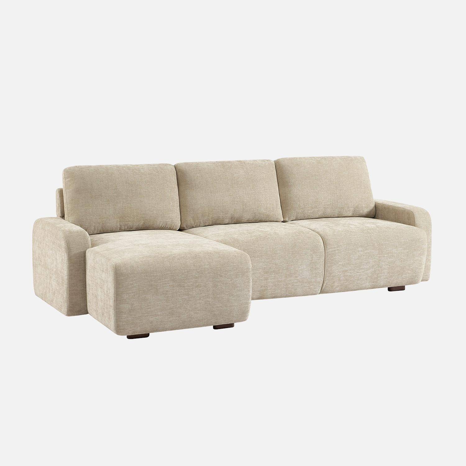 Canapé d'angle gauche 3 places tissu beige L 260 x P 88 / 139cm / x H 87cm - Dany Photo1