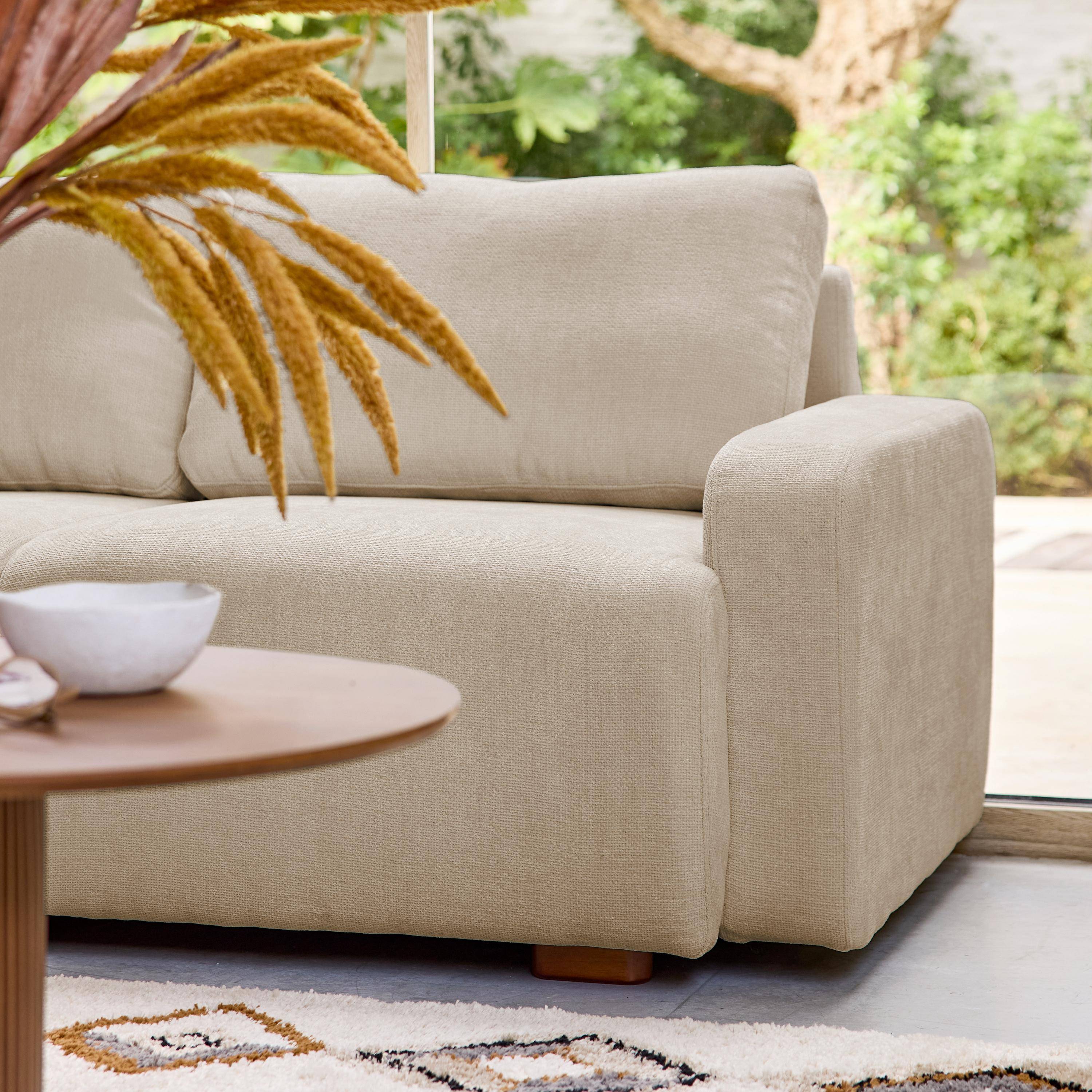 Canapé d'angle gauche 3 places tissu beige L 260 x P 88 / 139cm / x H 87cm - Dany,sweeek,Photo3