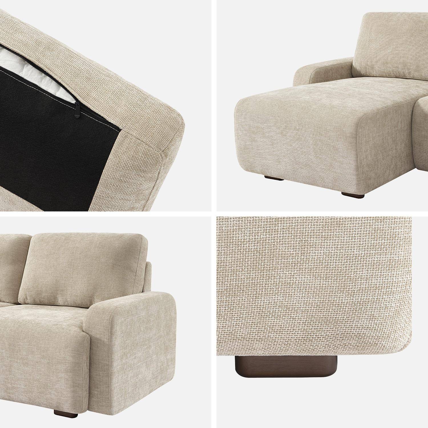 Canapé d'angle gauche 3 places tissu beige L 260 x P 88 / 139cm / x H 87cm - Dany Photo4