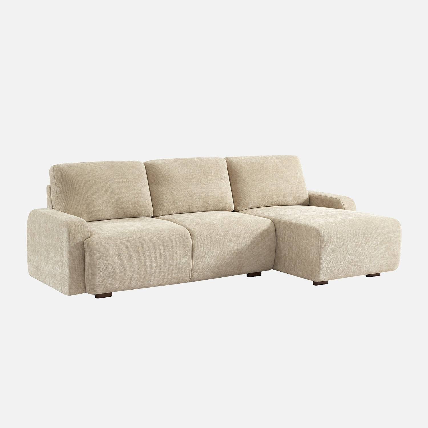Canapé d'angle gauche 3 places tissu beige