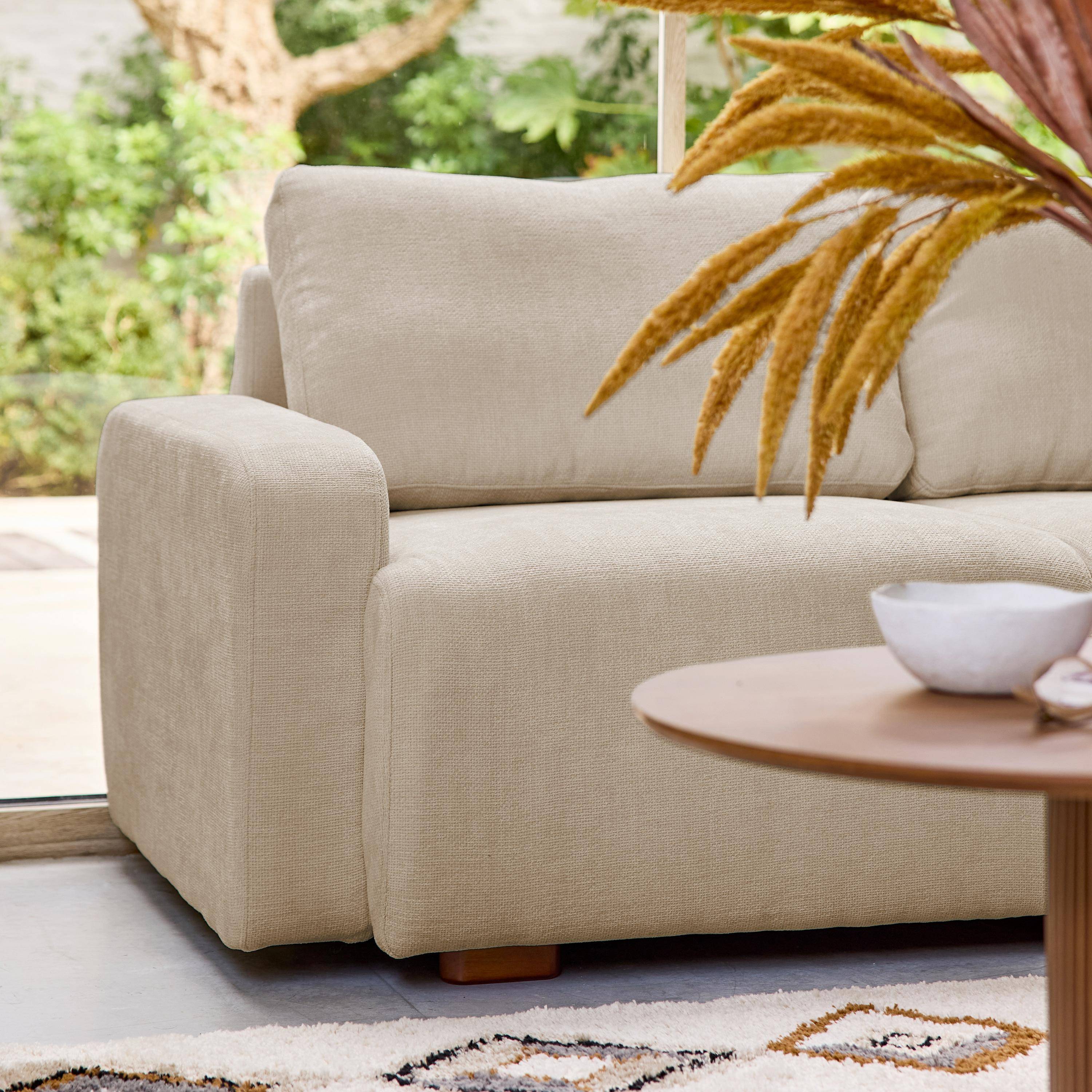3-Sitzer Ecksofa Recamiere rechts mit Stoffbezug in beige B 260 x T 88 / 139 x H 87 cm - Dany Photo3