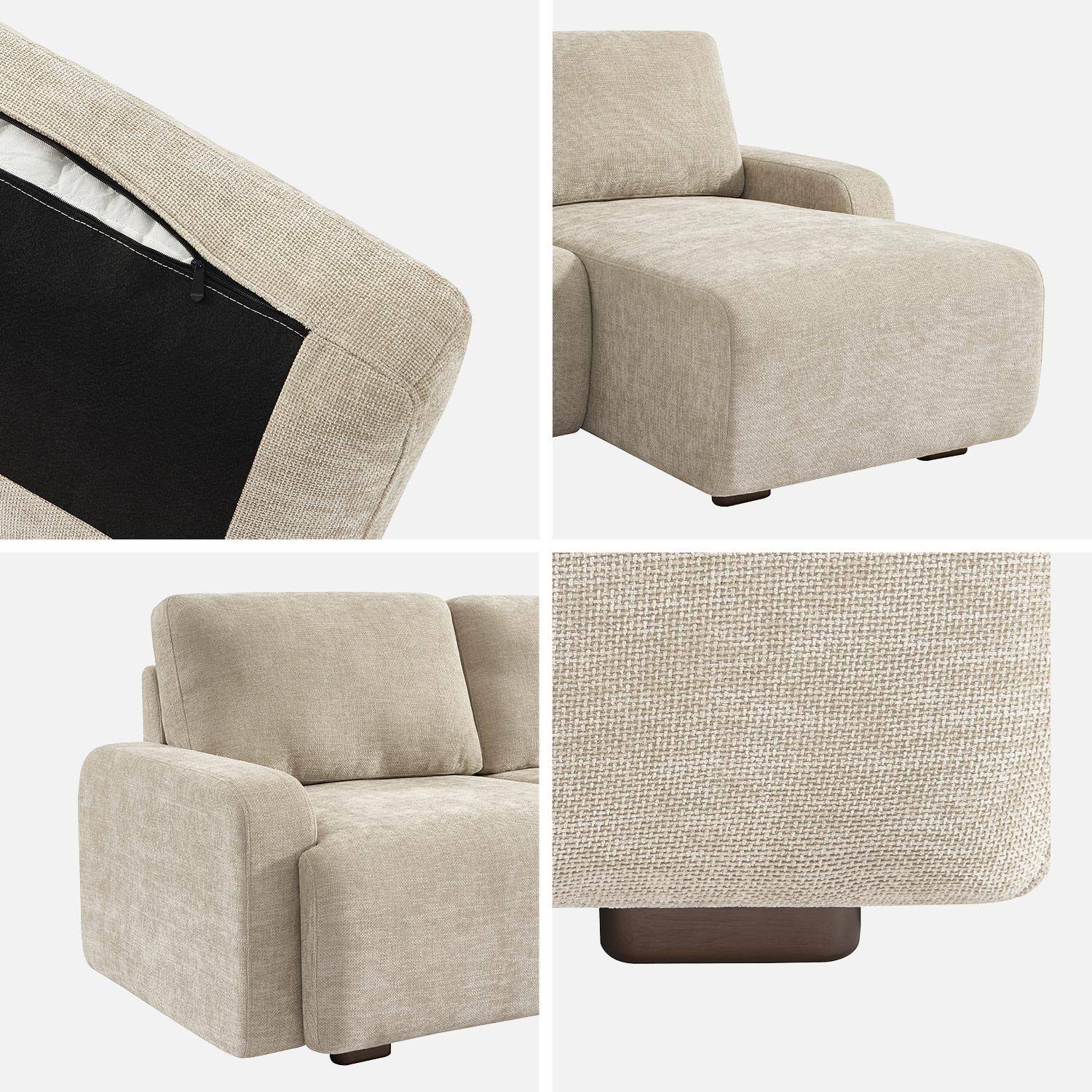 Canapé d'angle gauche 3 places tissu beige L 260 x P 88 / 139cm / x H 87cm - Dany Photo4
