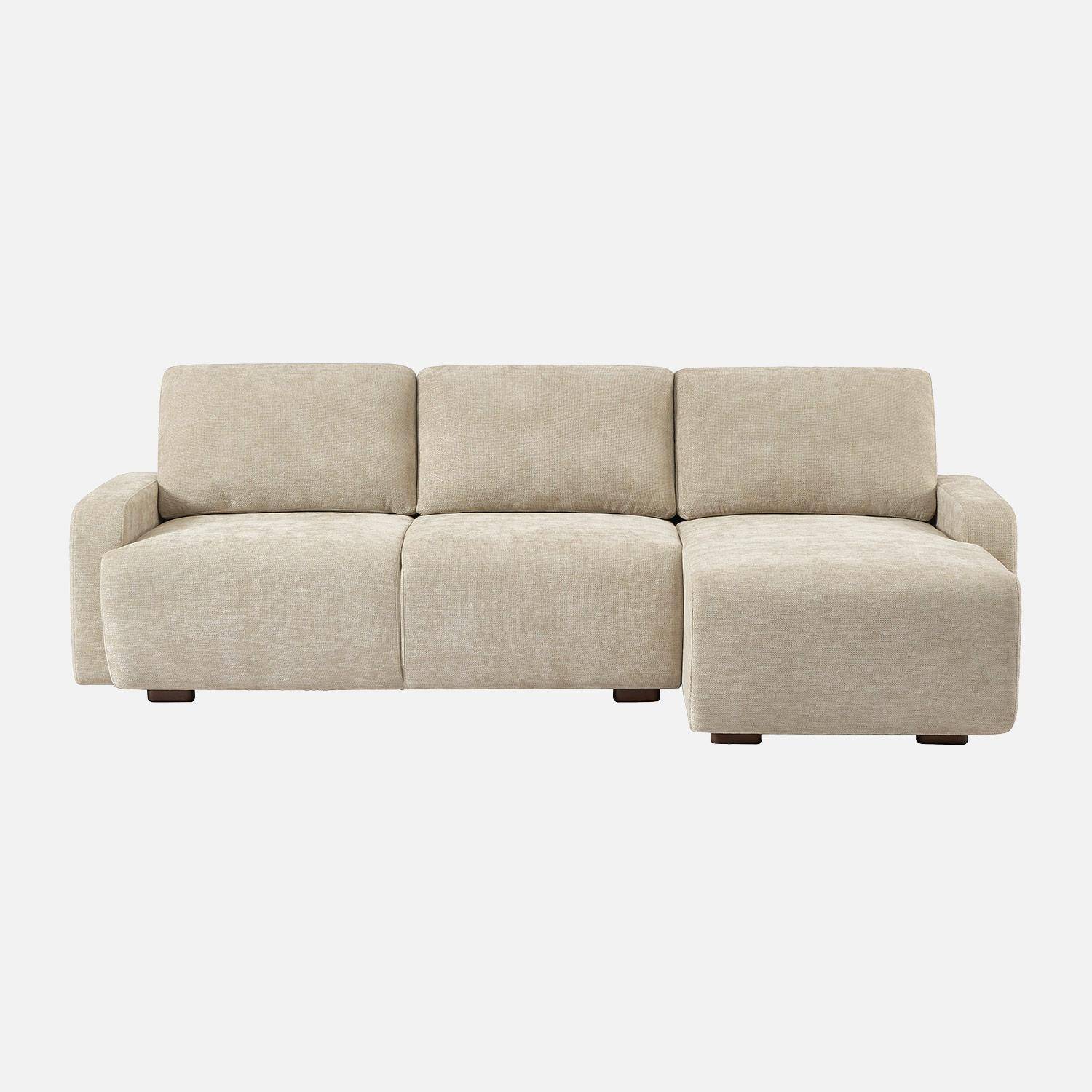 Canapé d'angle gauche 3 places tissu beige L 260 x P 88 / 139cm / x H 87cm - Dany Photo2