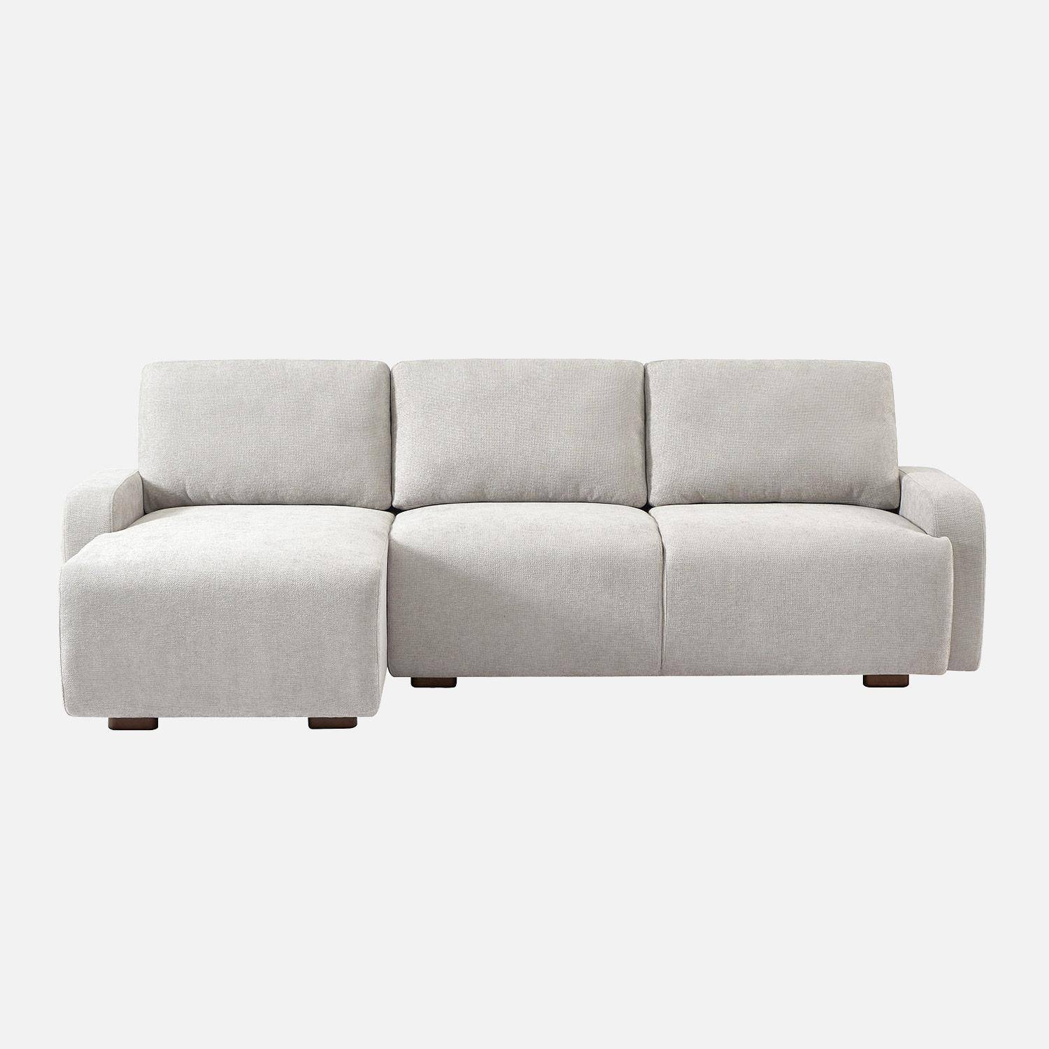 Canapé d'angle gauche 3 places tissu gris clair L 260 x P 88 / 139cm / x H 87cm - Dany Photo2