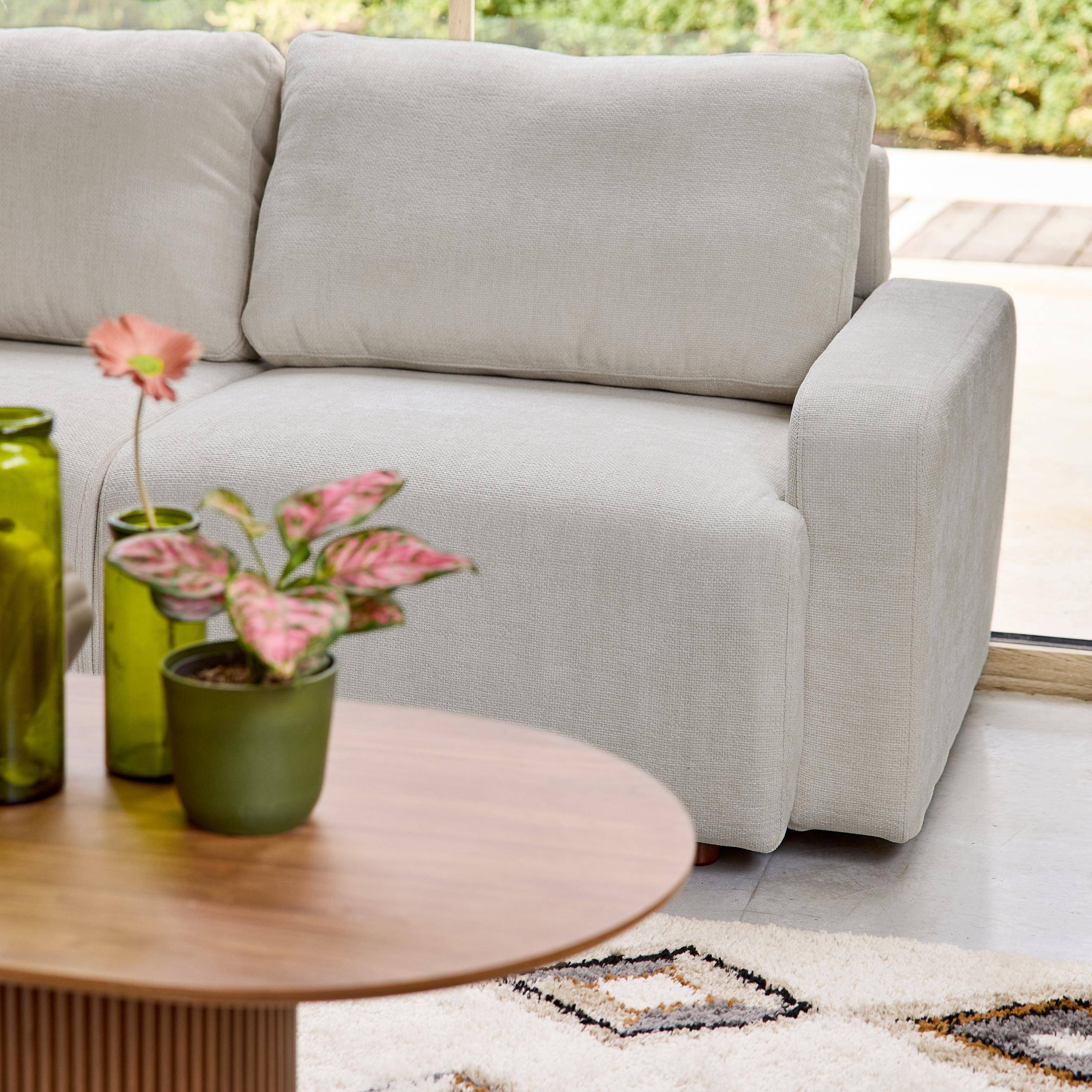Canapé d'angle gauche 3 places tissu gris clair L 260 x P 88 / 139cm / x H 87cm - Dany Photo3
