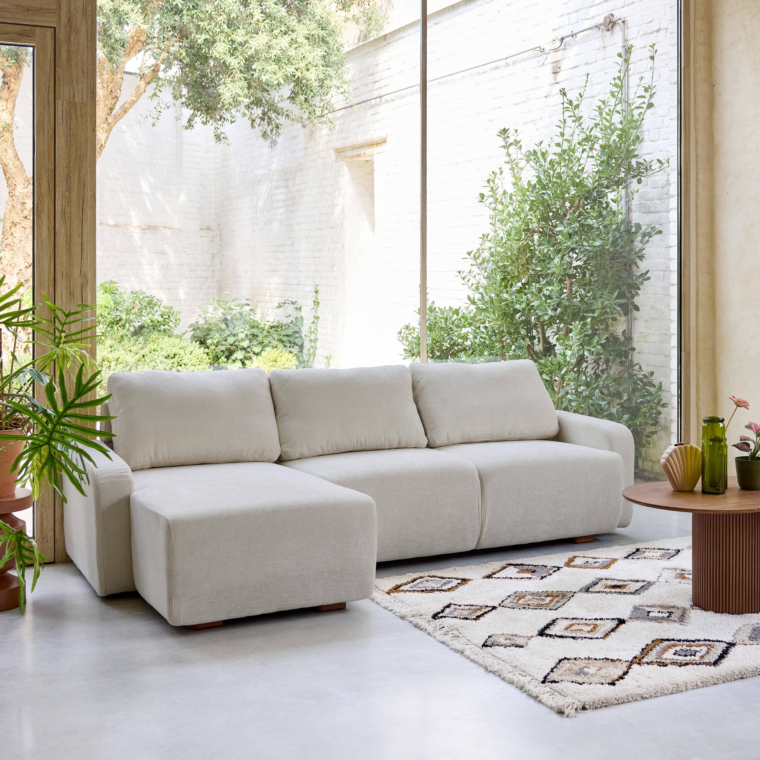 Canapé d'angle gauche 3 places tissu gris clair L 260 x P 88 / 139cm / x H 87cm - Dany,sweeek,Photo2