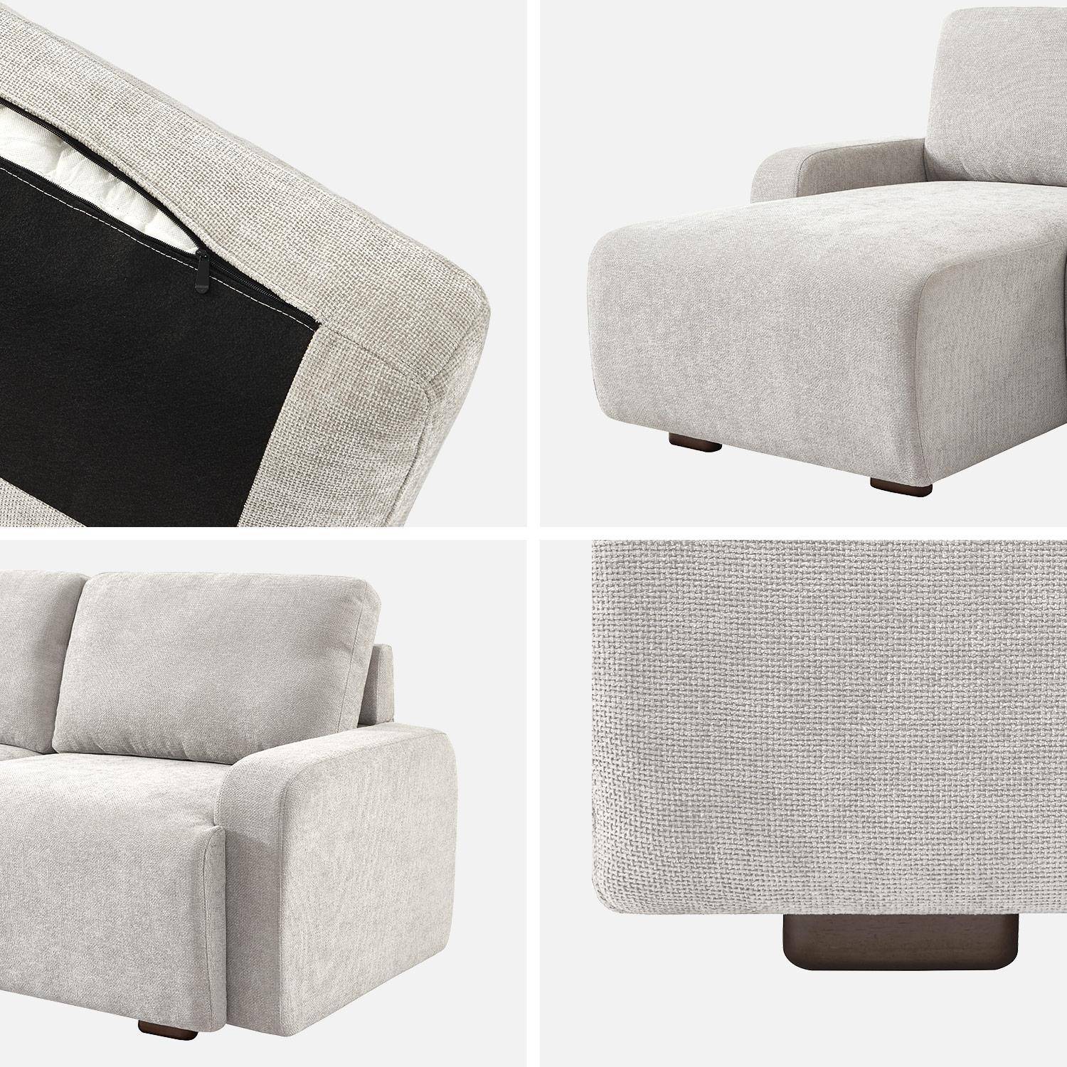 Canapé d'angle gauche 3 places tissu gris clair L 260 x P 88 / 139cm / x H 87cm - Dany,sweeek,Photo4