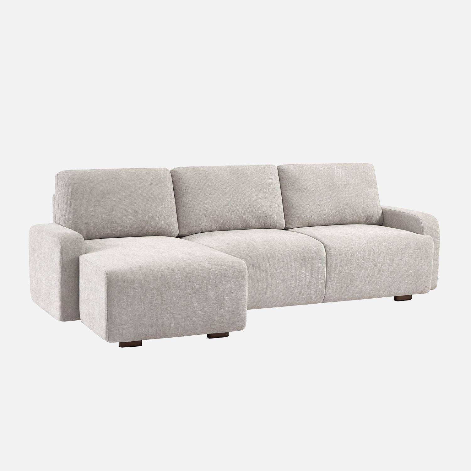 Canapé d'angle gauche 3 places tissu gris clair L 260 x P 88 / 139cm / x H 87cm - Dany Photo1