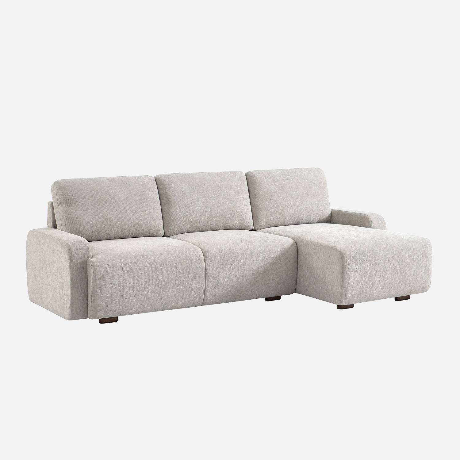 Canapé d'angle gauche 3 places tissu gris clair