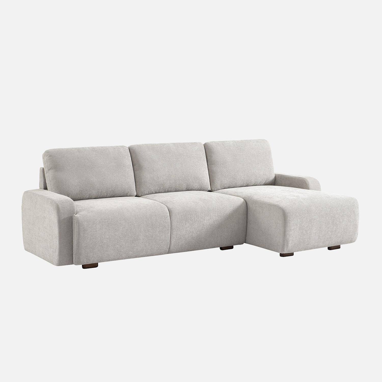 Canapé d'angle gauche 3 places tissu gris clair L 260 x P 88 / 139cm / x H 87cm - Dany,sweeek,Photo1