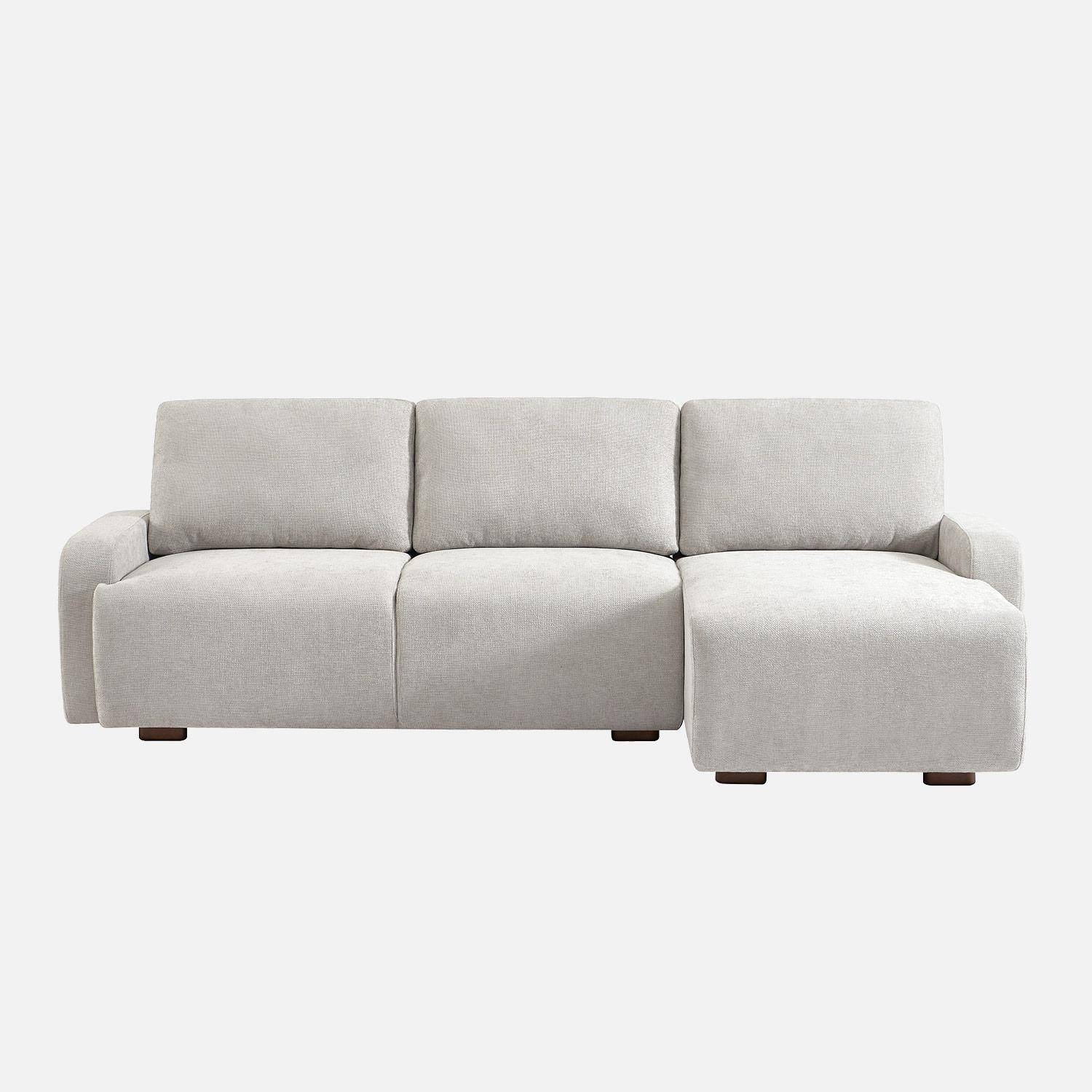 Canapé d'angle gauche 3 places tissu gris clair L 260 x P 88 / 139cm / x H 87cm - Dany Photo2