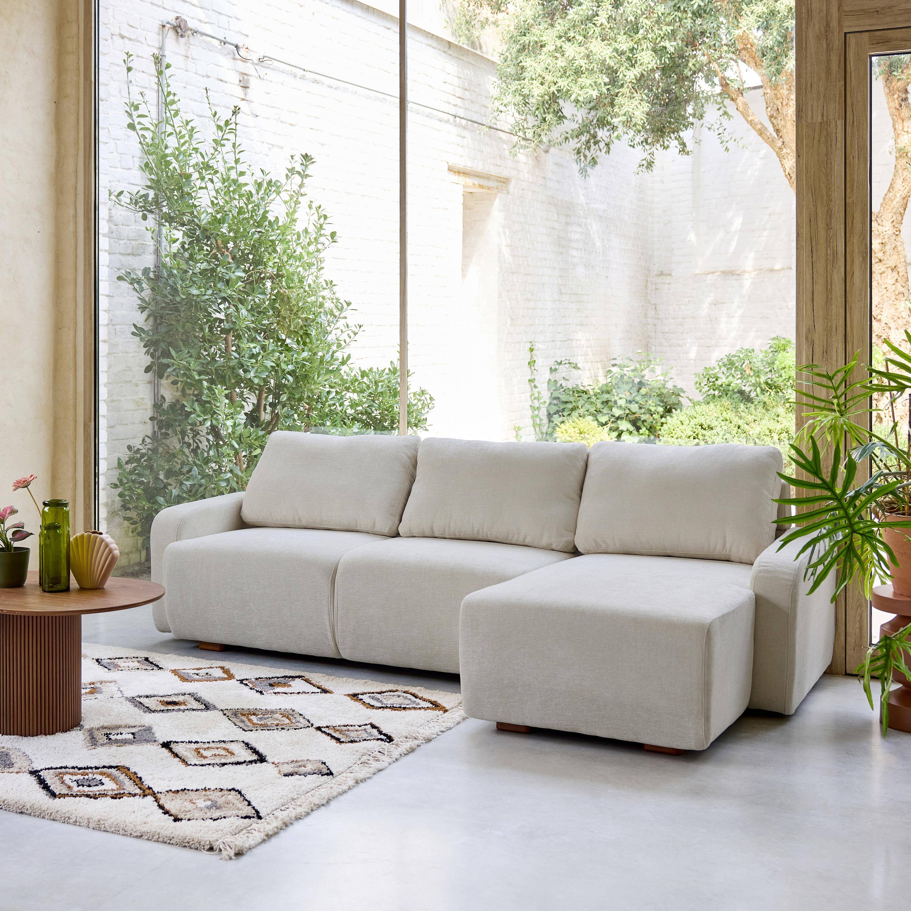 3-Sitzer Ecksofa Recamiere rechts mit Stoffbezug in hellgrau B 260 x T 88 / 139 x H 87 cm - Dany Photo2