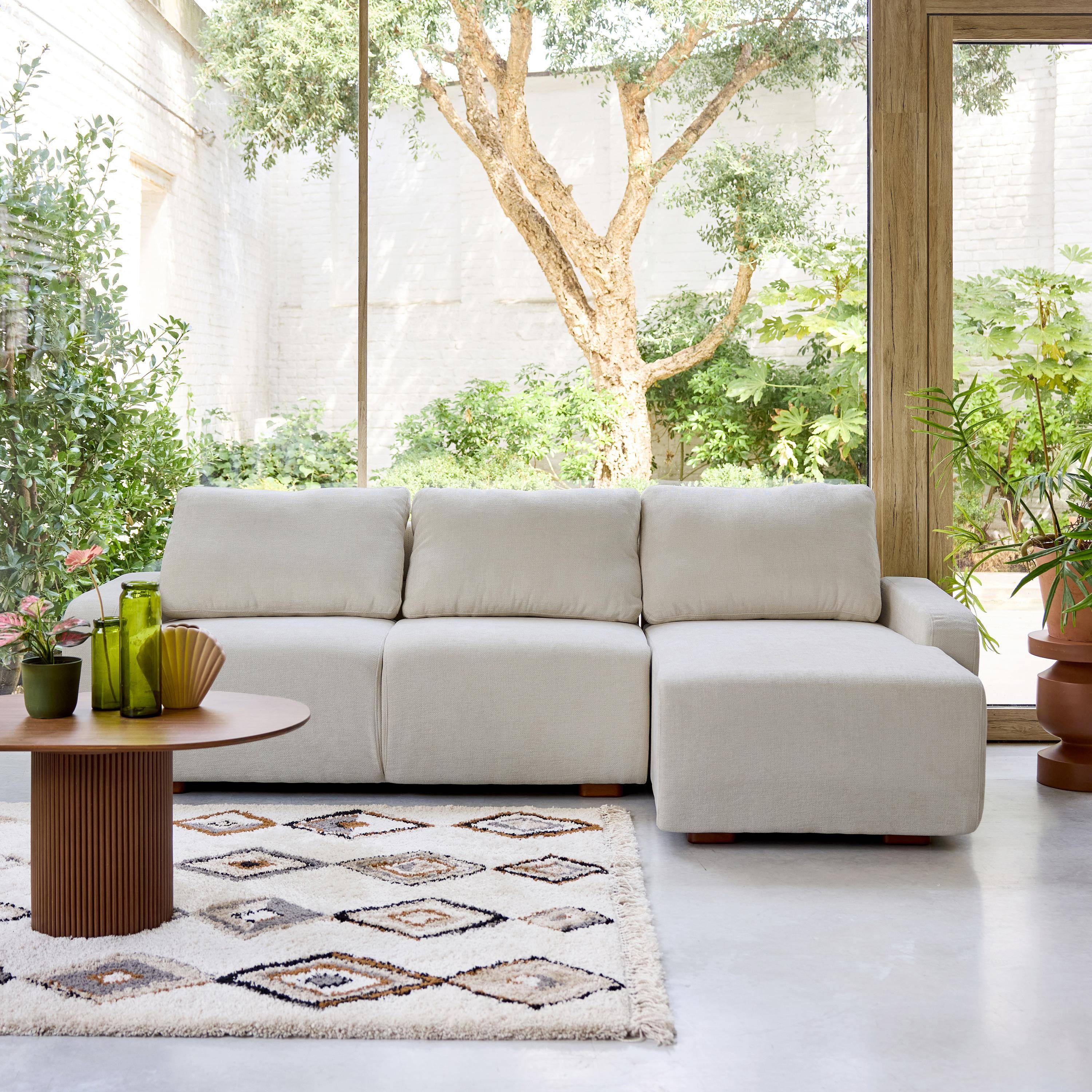 3-Sitzer Ecksofa Recamiere rechts mit Stoffbezug in hellgrau B 260 x T 88 / 139 x H 87 cm - Dany Photo1