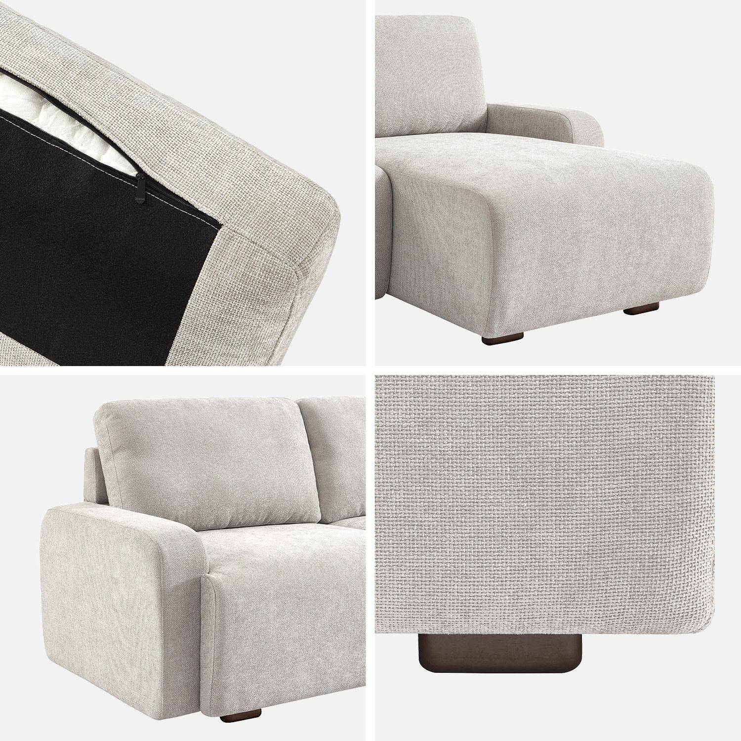 Canapé d'angle gauche 3 places tissu gris clair L 260 x P 88 / 139cm / x H 87cm - Dany,sweeek,Photo4