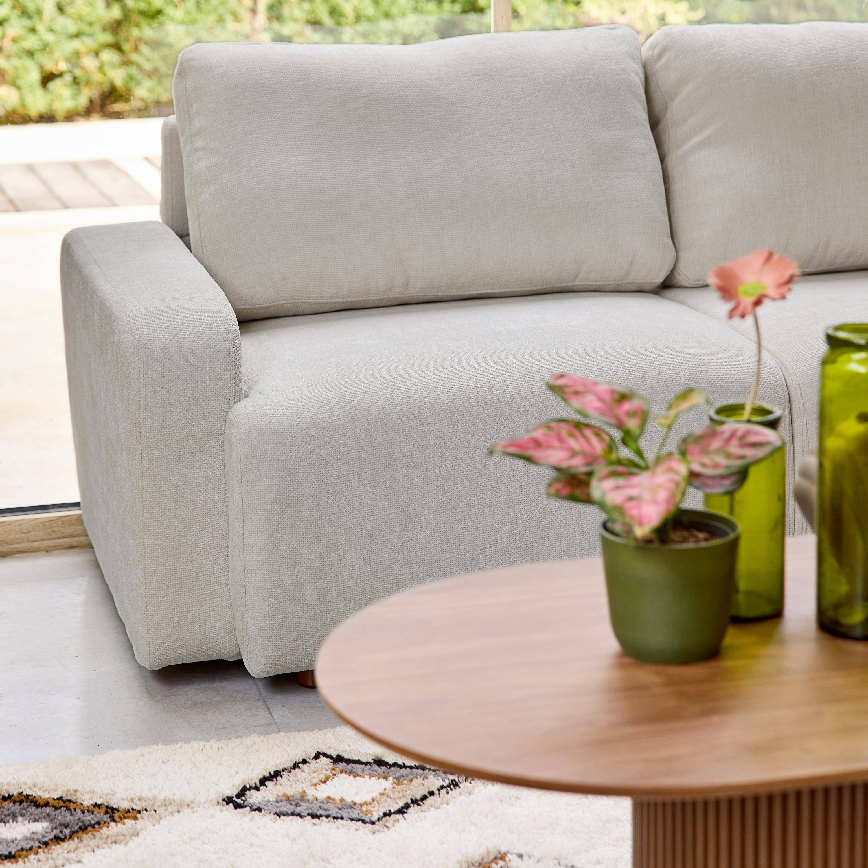 3-Sitzer Ecksofa Recamiere rechts mit Stoffbezug in hellgrau B 260 x T 88 / 139 x H 87 cm - Dany,sweeek,Photo3