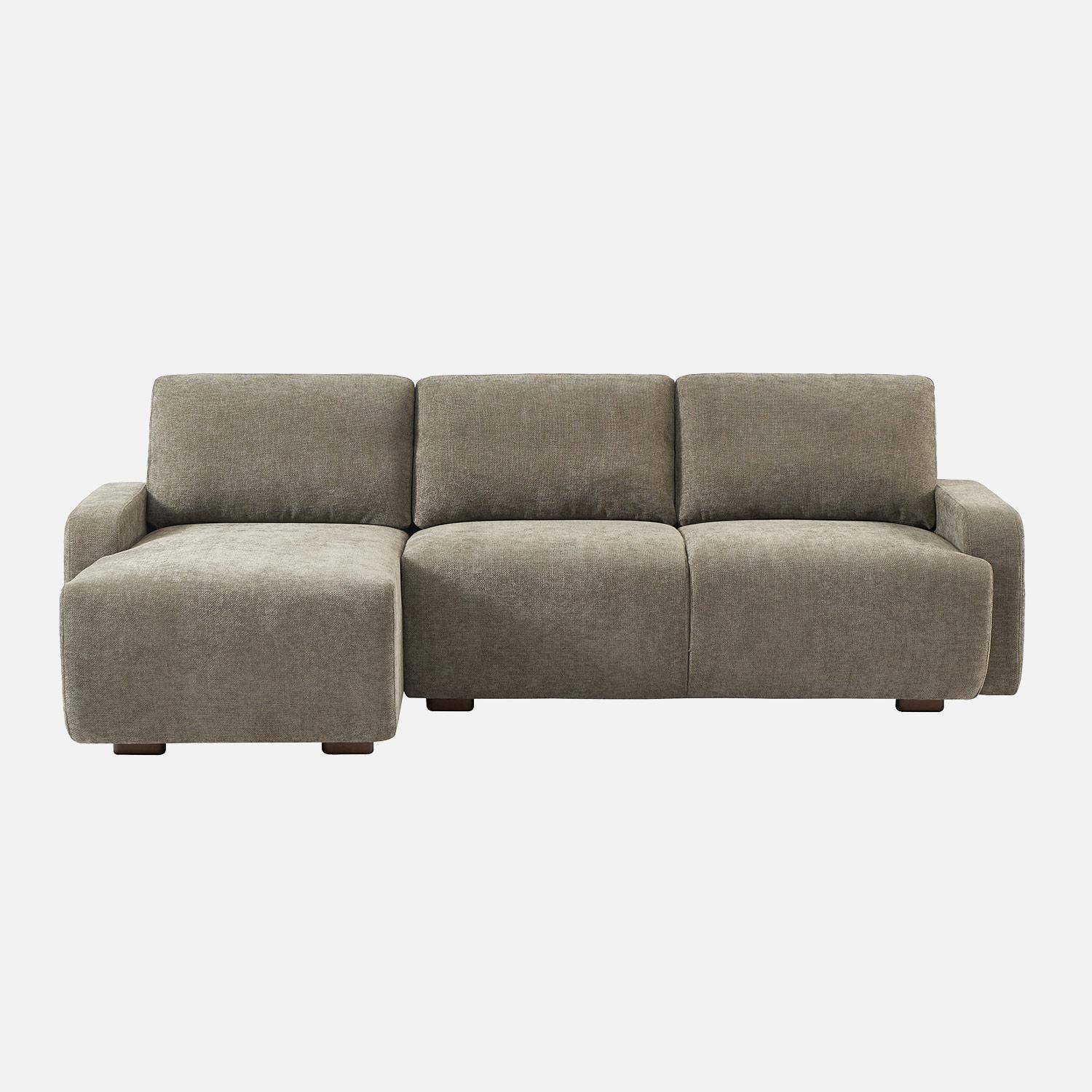 Canapé d'angle gauche 3 places tissu vert de gris L 260 x P 88 / 139cm / x H 87cm - Dany Photo2