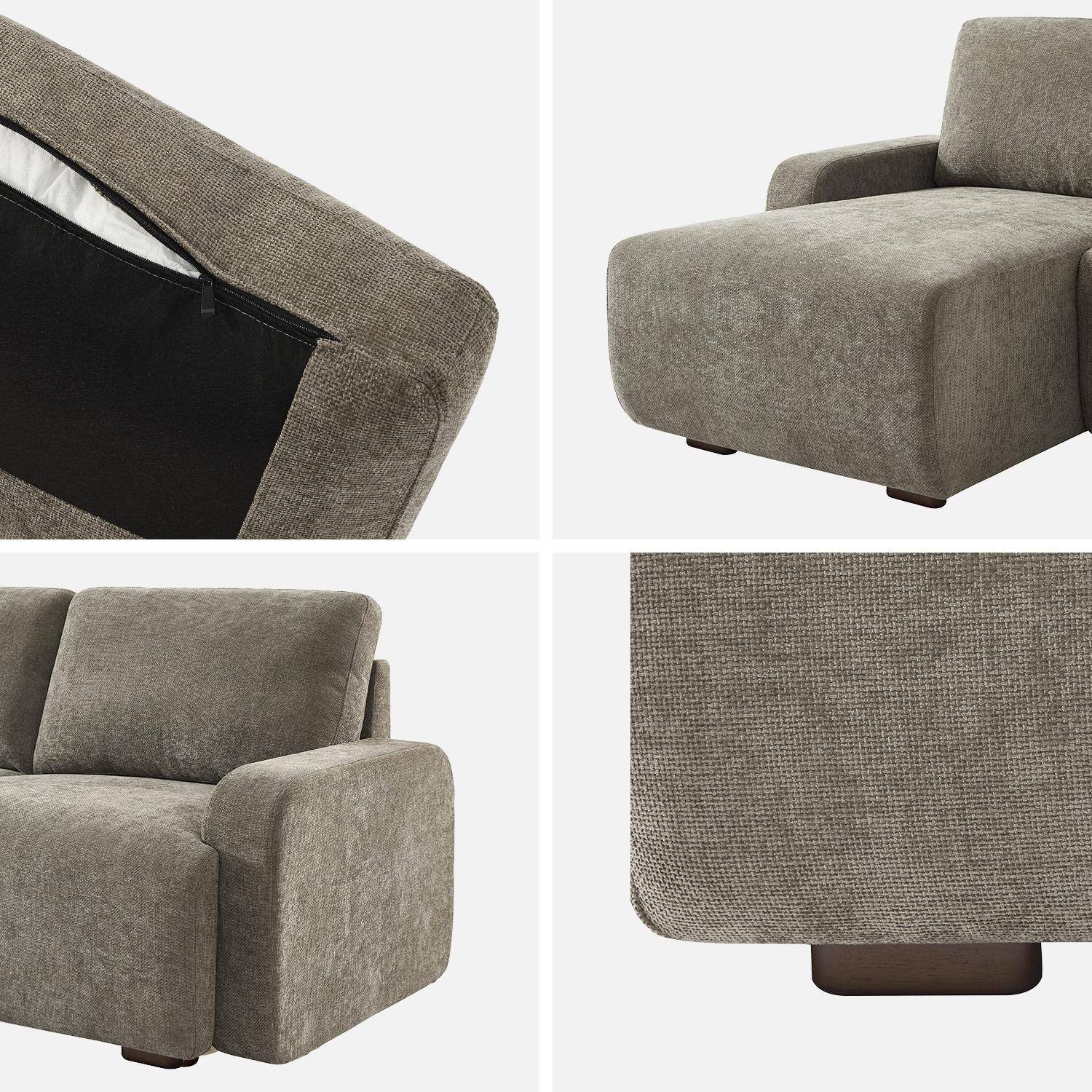 Canapé d'angle gauche 3 places tissu vert de gris L 260 x P 88 / 139cm / x H 87cm - Dany Photo4