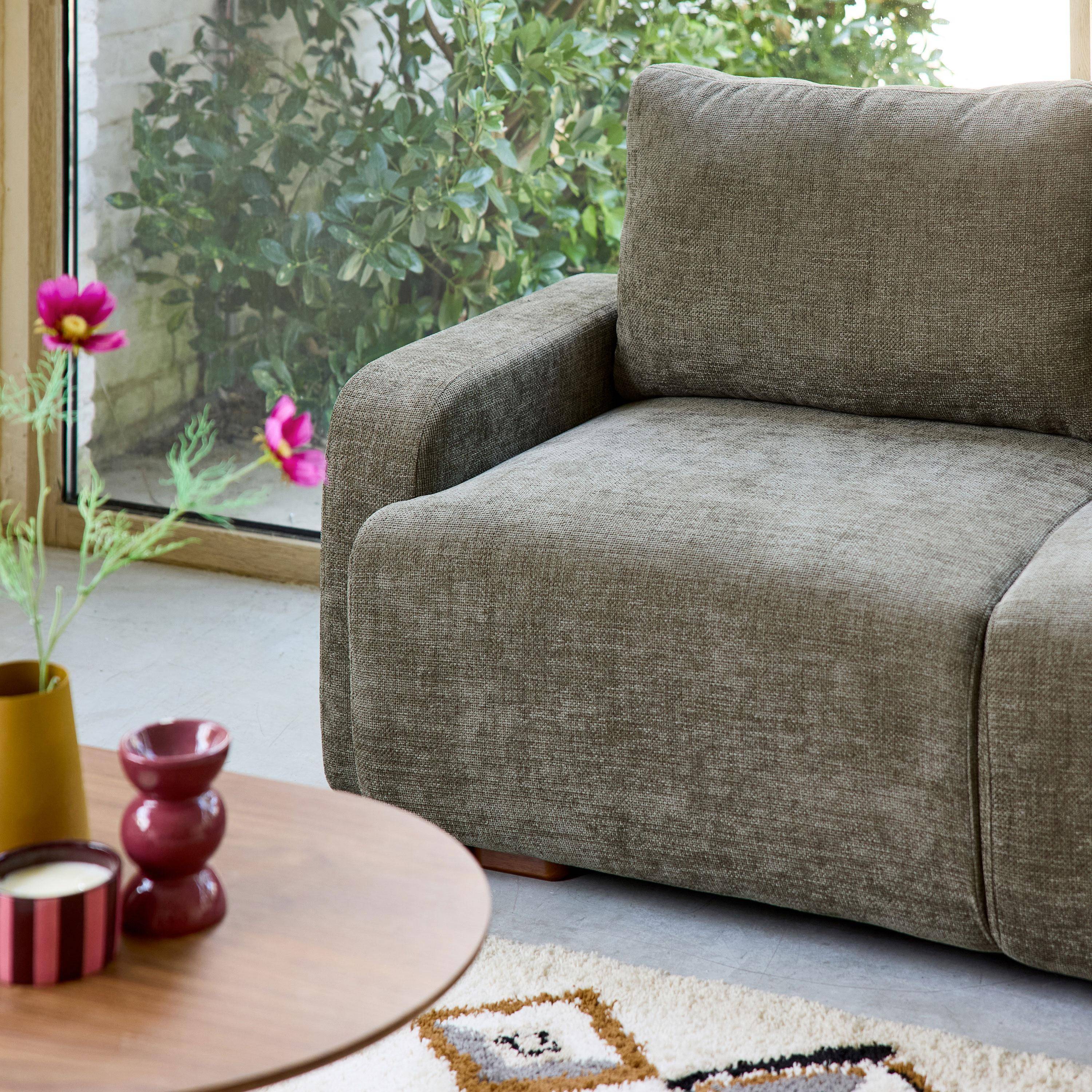 3-Sitzer Ecksofa Recamiere rechts mit Stoffbezug in graugrün B 260 x T 88 / 139 x H 87 cm - Dany Photo3