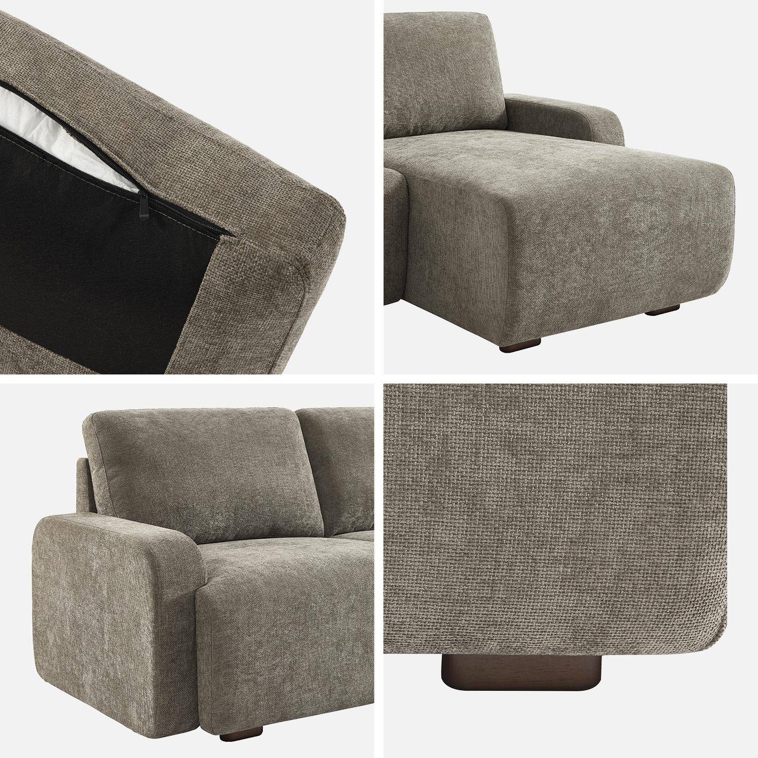 Canapé d'angle gauche 3 places tissu vert de gris L 260 x P 88 / 139cm / x H 87cm - Dany Photo4
