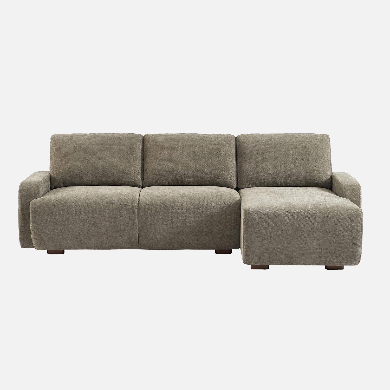 Canapé d'angle gauche 3 places tissu vert de gris L 260 x P 88 / 139cm / x H 87cm - Dany Photo2