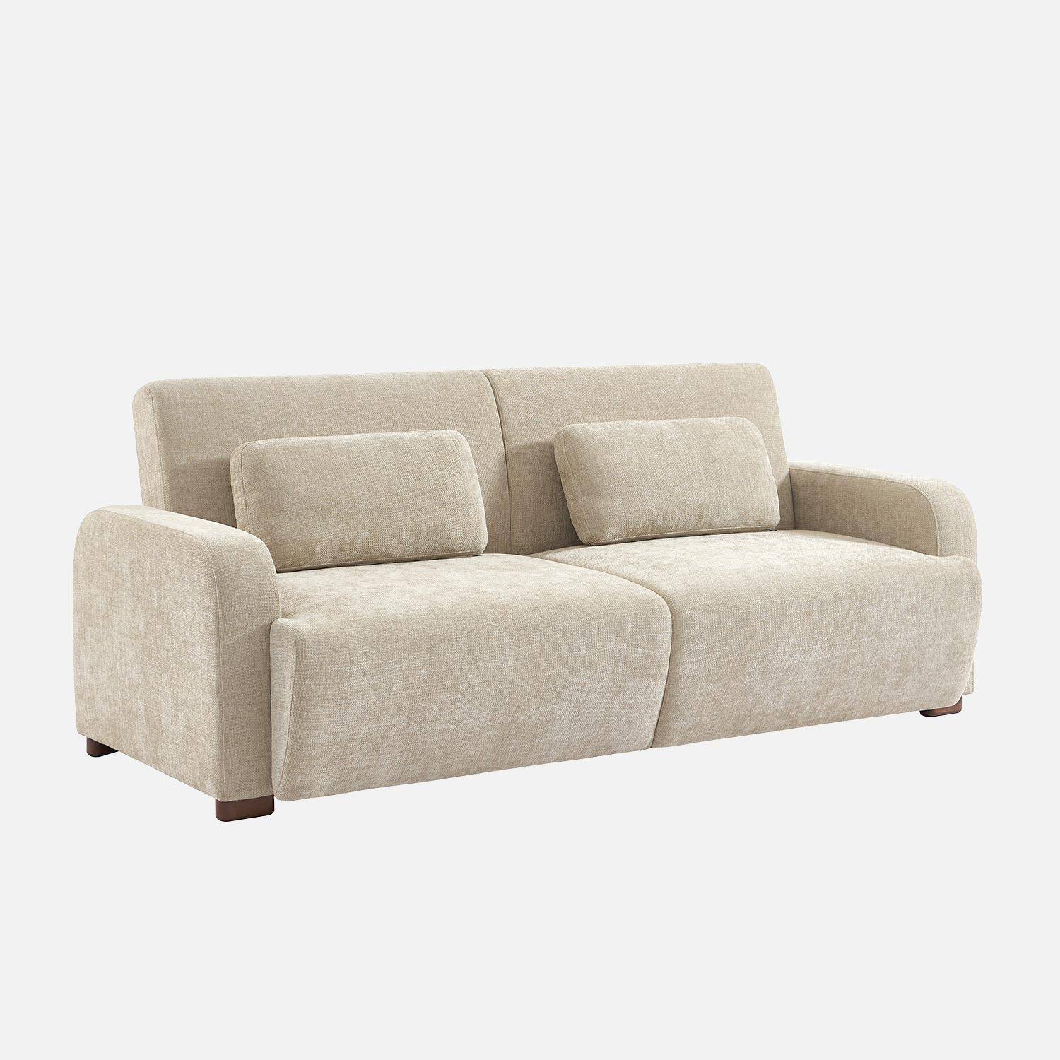 Sofá cama 3 plazas tejido tela lisa, Dany, Beige, 211x92x85 cm,sweeek,Photo1