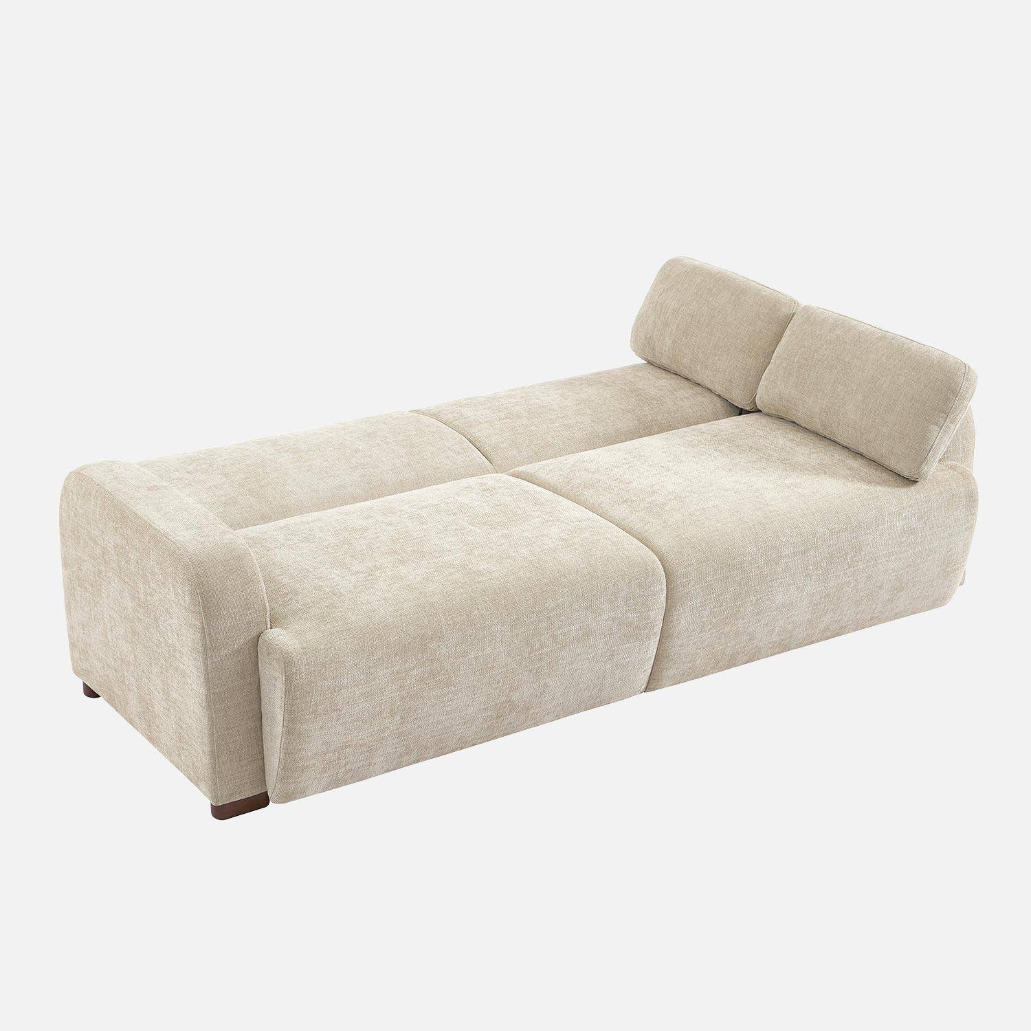 Sofá cama 3 plazas tejido tela lisa, Dany, Beige, 211x92x85 cm Photo3