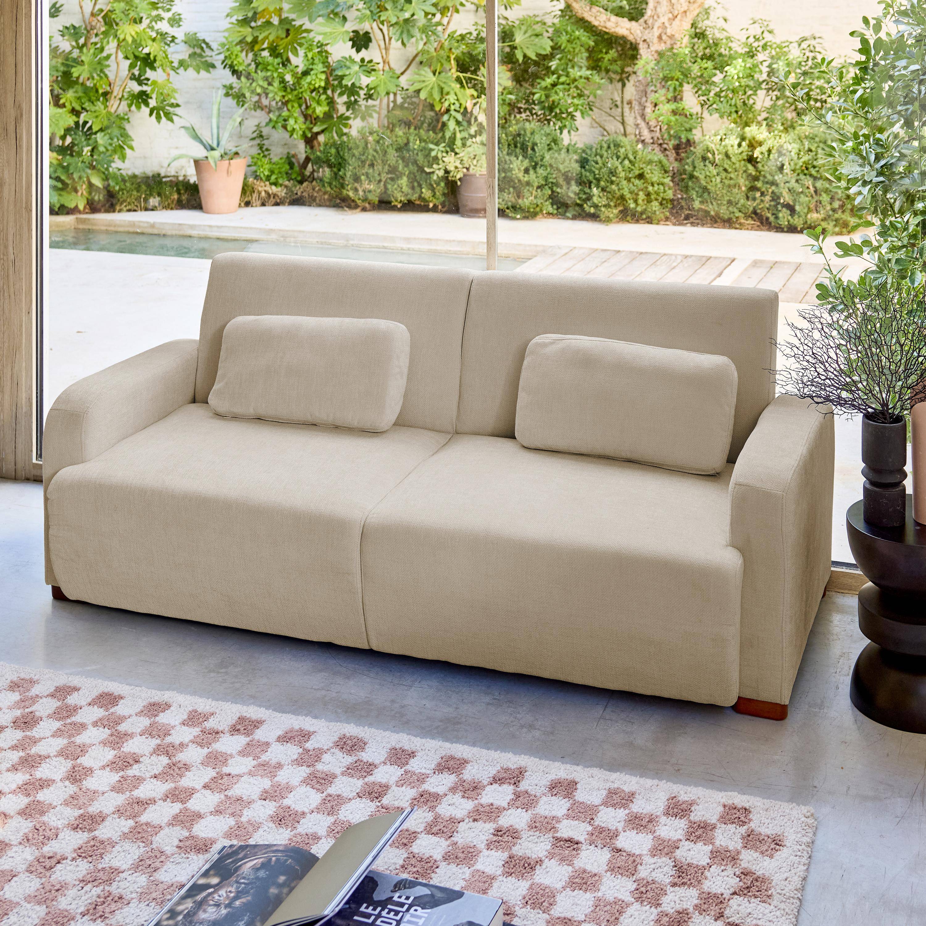 3-Sitzer Schlafsofa mit Stoffbezug in beige B 211 x T 92 x H 85 cm - Dany Photo2